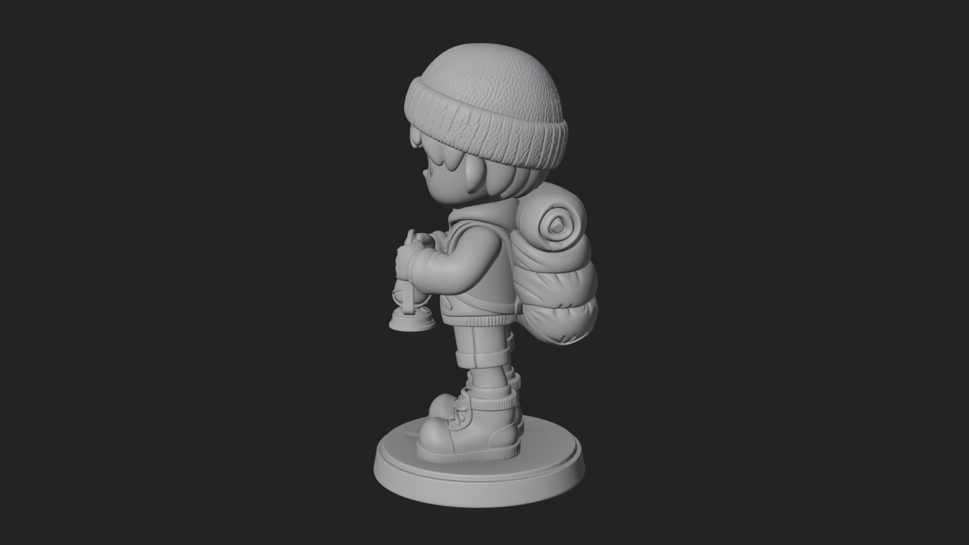 Chibi Lantern Hiker Statue Design 4 3D Print Model 3D Model