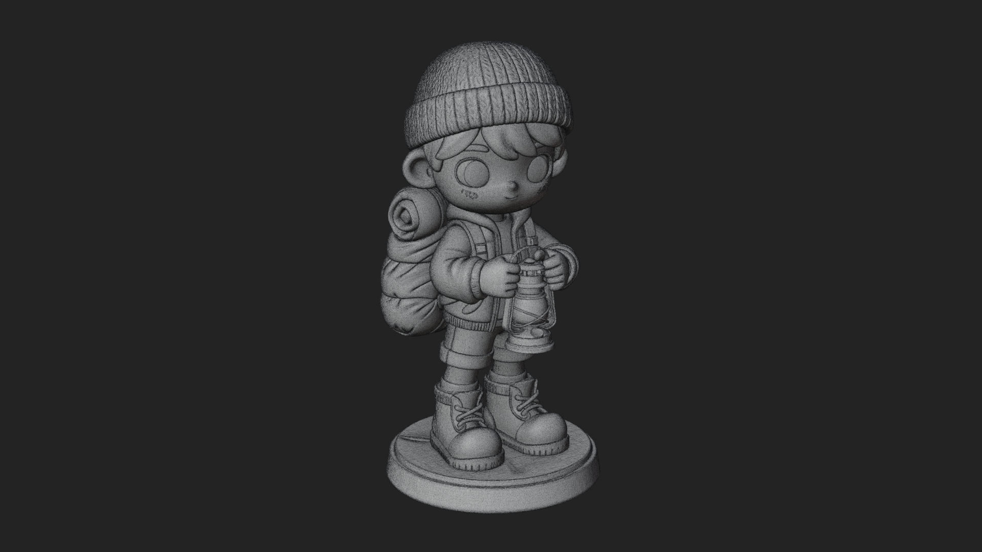Chibi Lantern Hiker Statue Design 4 3D Print Model 3D Model