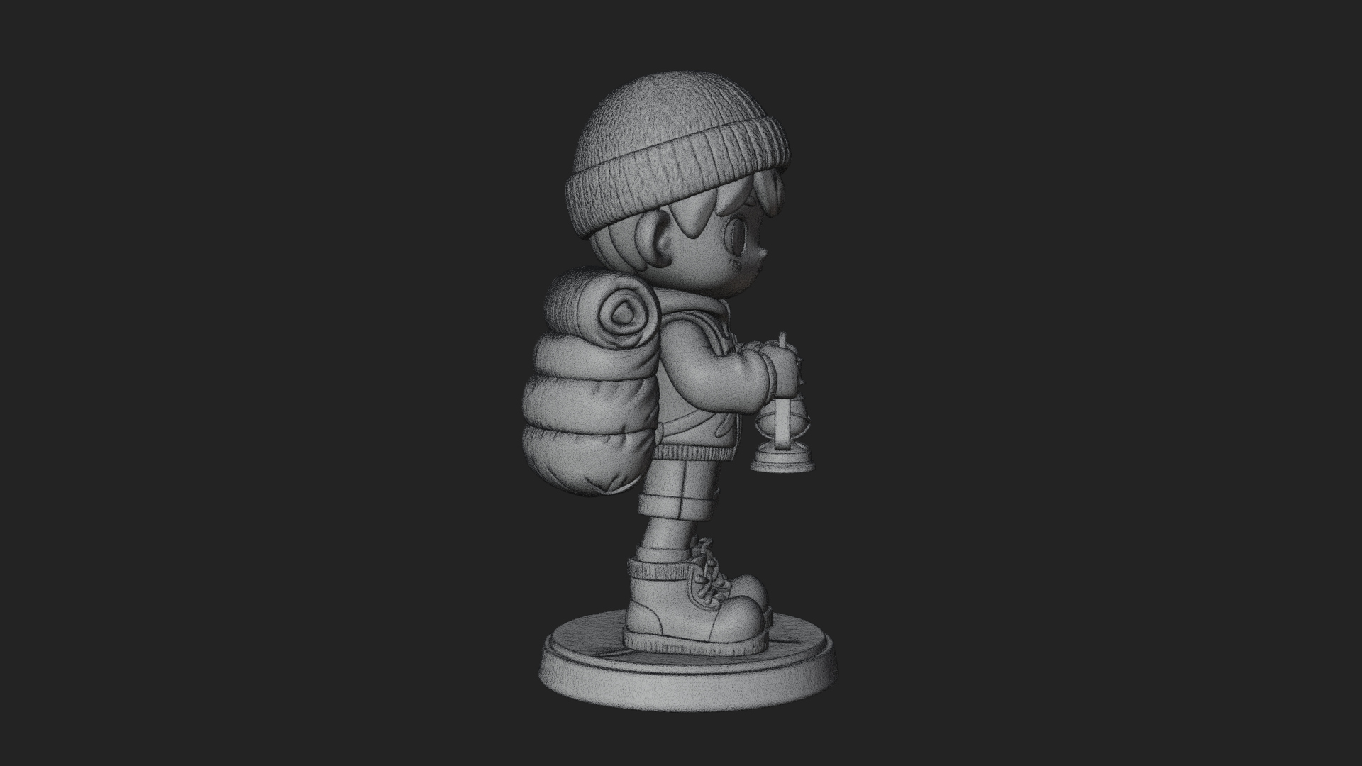 Chibi Lantern Hiker Statue Design 4 3D Print Model 3D Model
