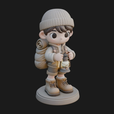 Chibi Lantern Hiker Statue Design 4 3D Print Model