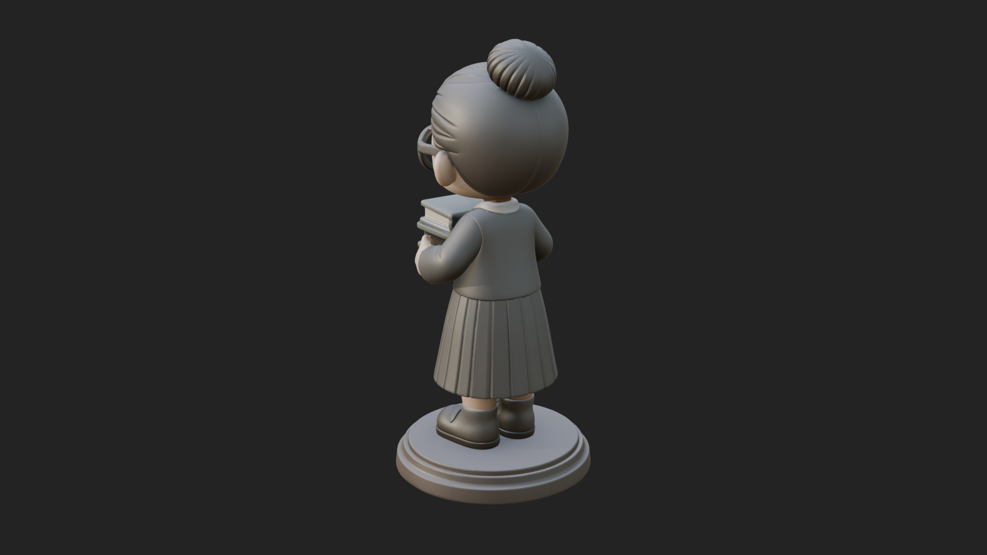 Chibi Librarian Lady Statue Design 1 3D Print Model 3D Model