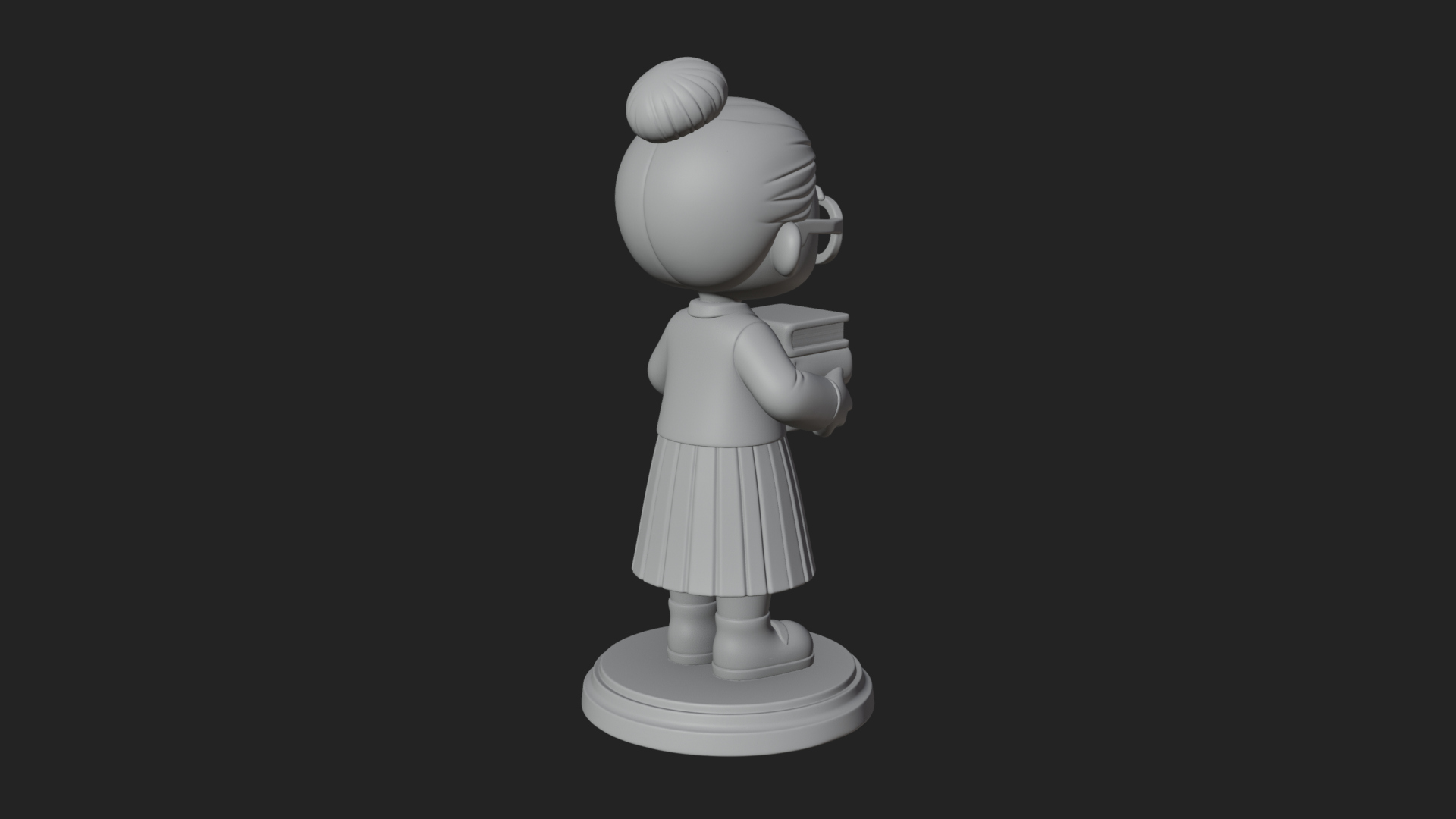 Chibi Librarian Lady Statue Design 1 3D Print Model 3D Model