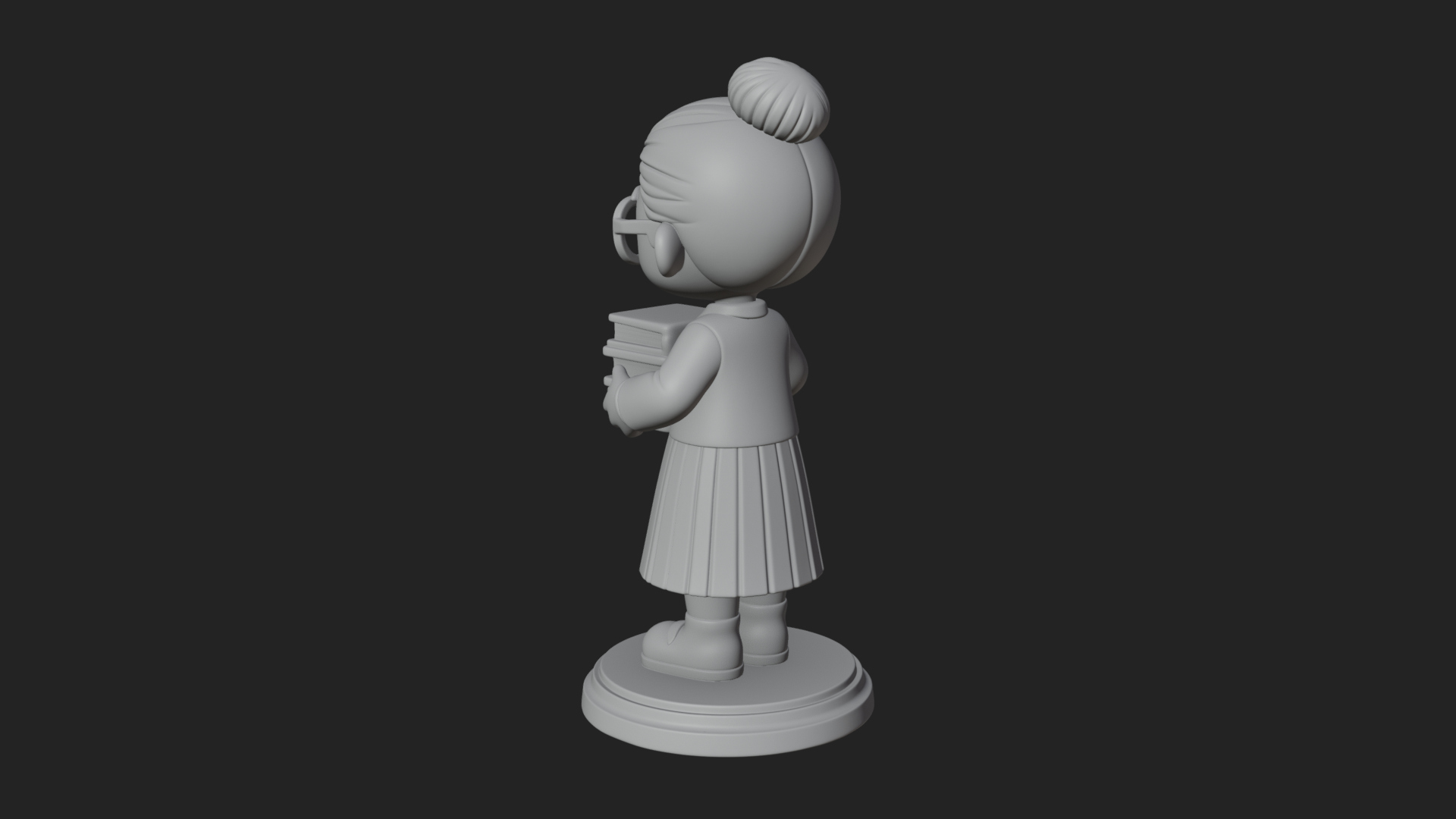 Chibi Librarian Lady Statue Design 1 3D Print Model 3D Model