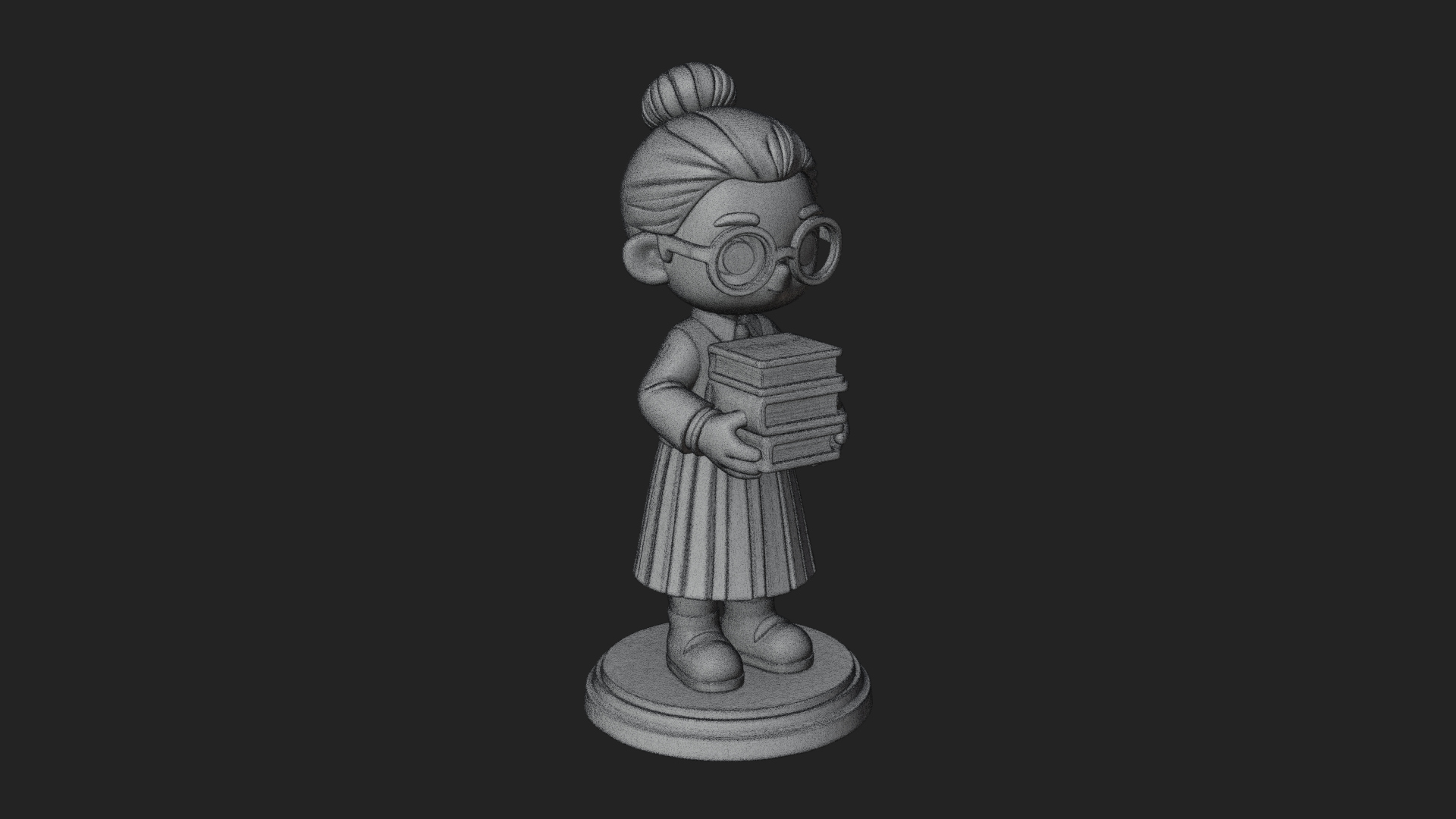 Chibi Librarian Lady Statue Design 1 3D Print Model 3D Model