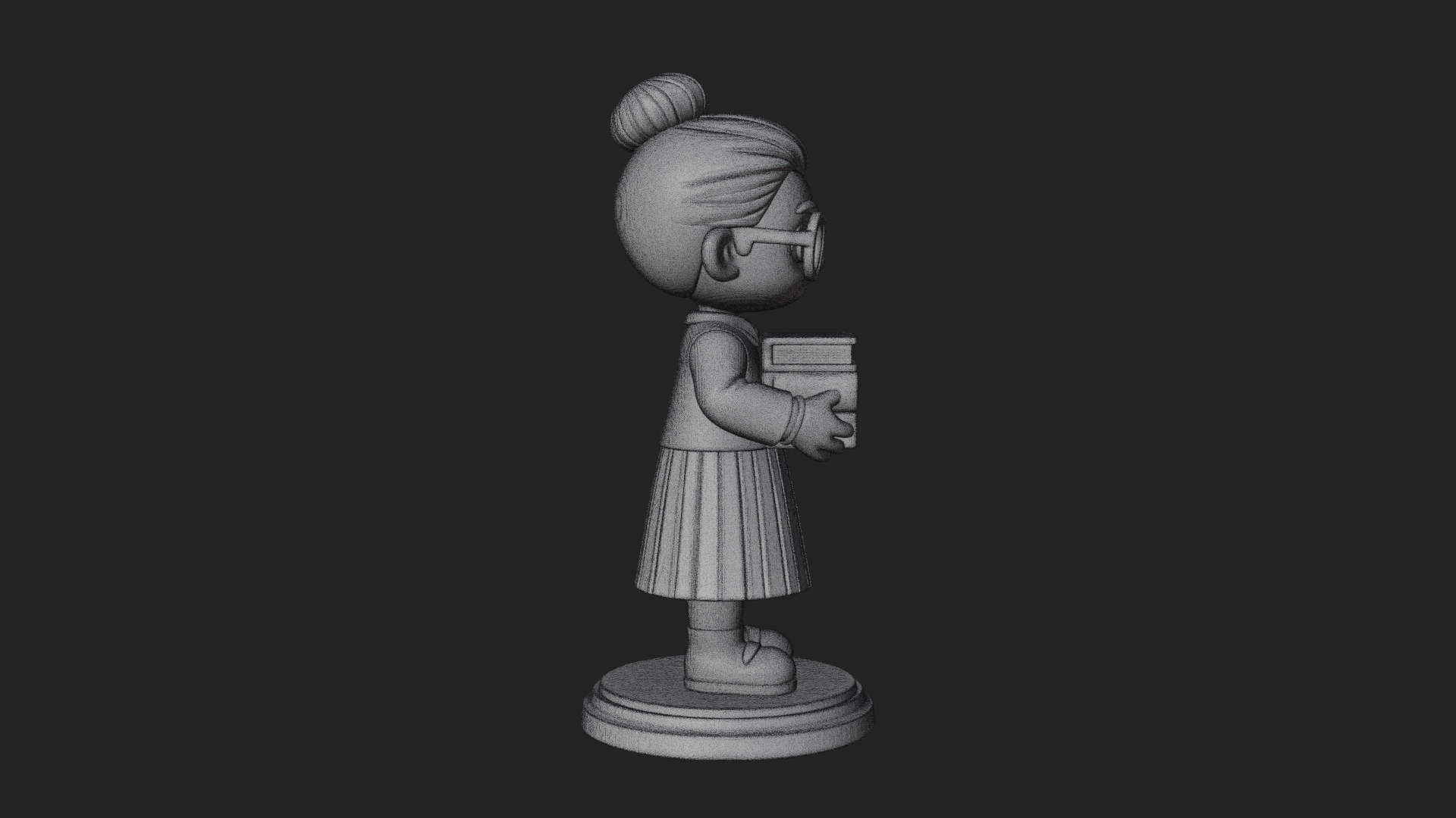 Chibi Librarian Lady Statue Design 1 3D Print Model 3D Model