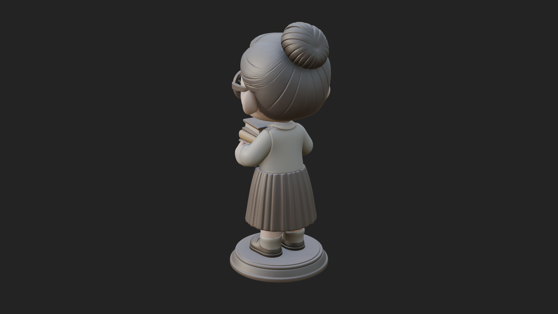 Chibi Librarian Lady Statue Design 2 3D Print Model 3D Model