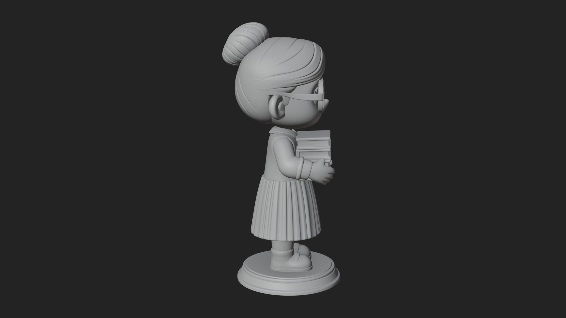 Chibi Librarian Lady Statue Design 2 3D Print Model 3D Model