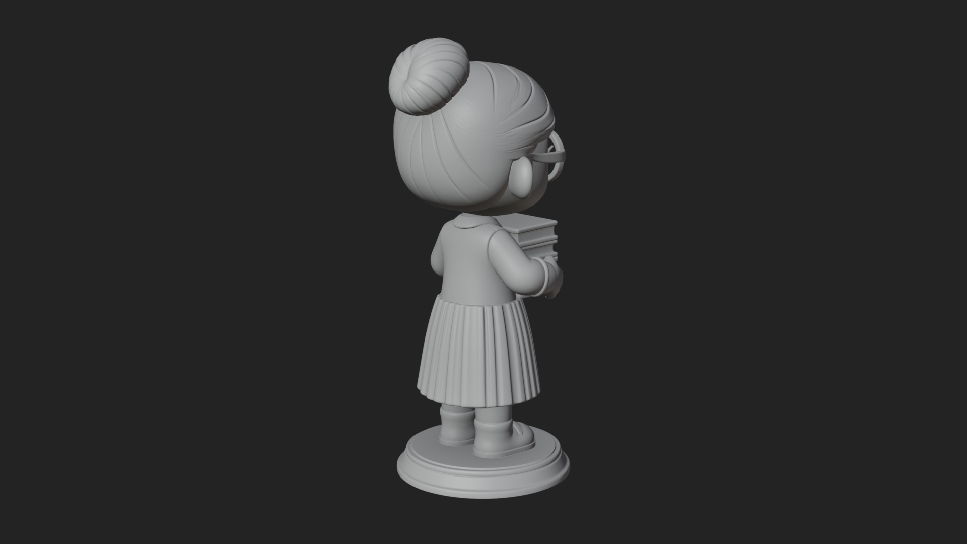 Chibi Librarian Lady Statue Design 2 3D Print Model 3D Model