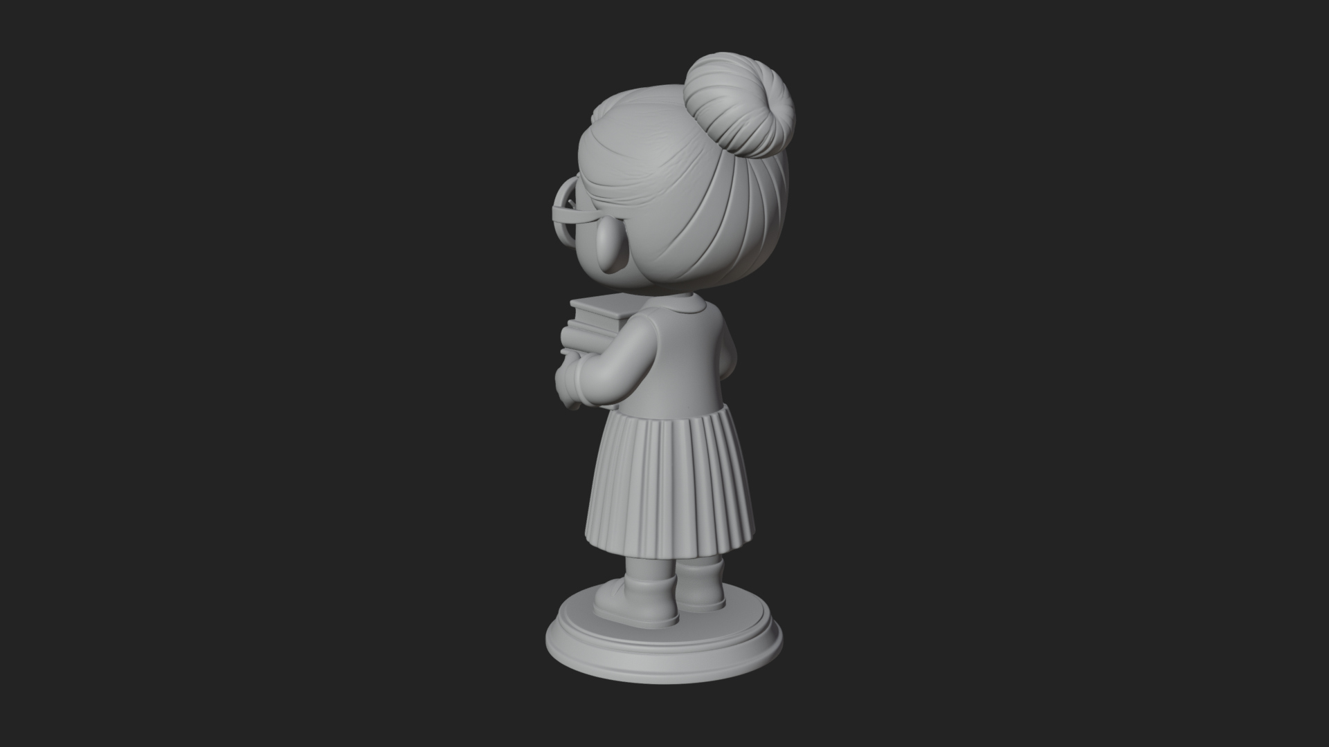 Chibi Librarian Lady Statue Design 2 3D Print Model 3D Model
