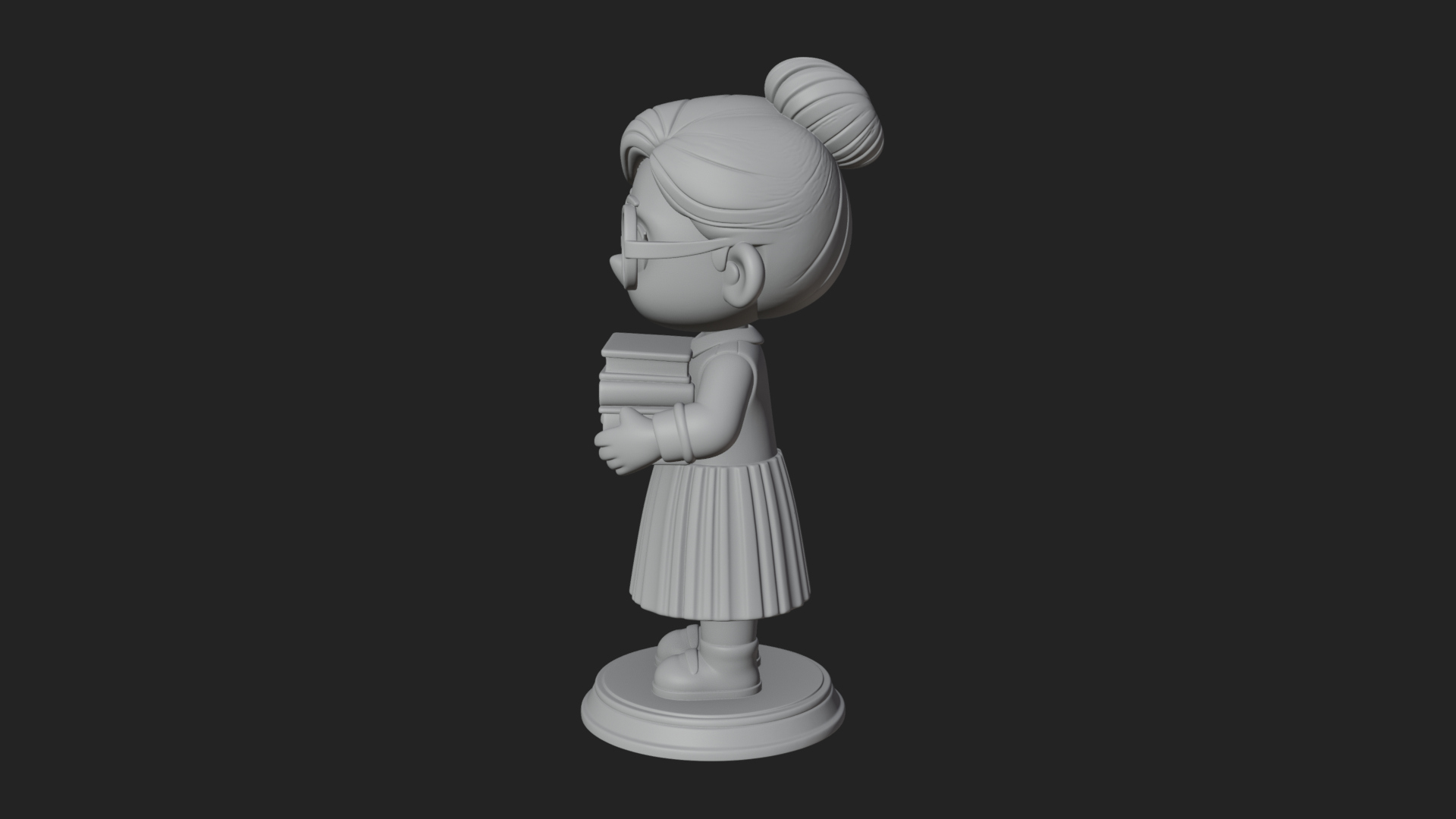 Chibi Librarian Lady Statue Design 2 3D Print Model 3D Model