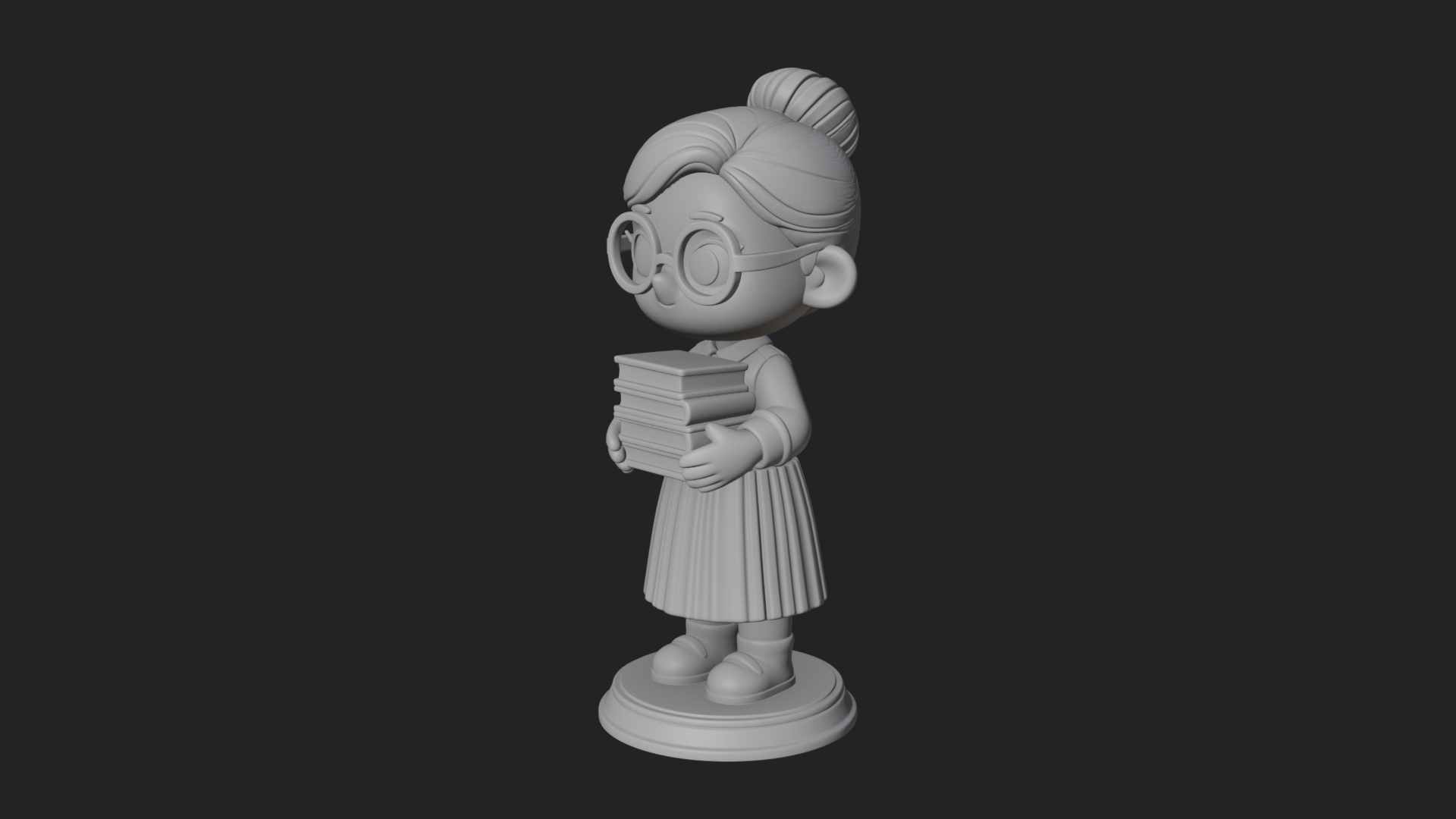 Chibi Librarian Lady Statue Design 2 3D Print Model 3D Model