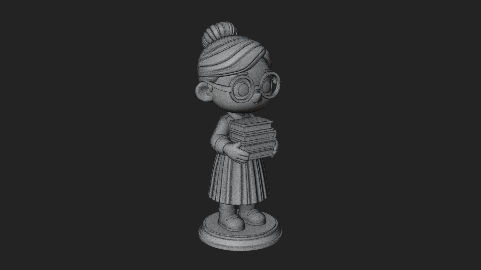 Chibi Librarian Lady Statue Design 2 3D Print Model 3D Model