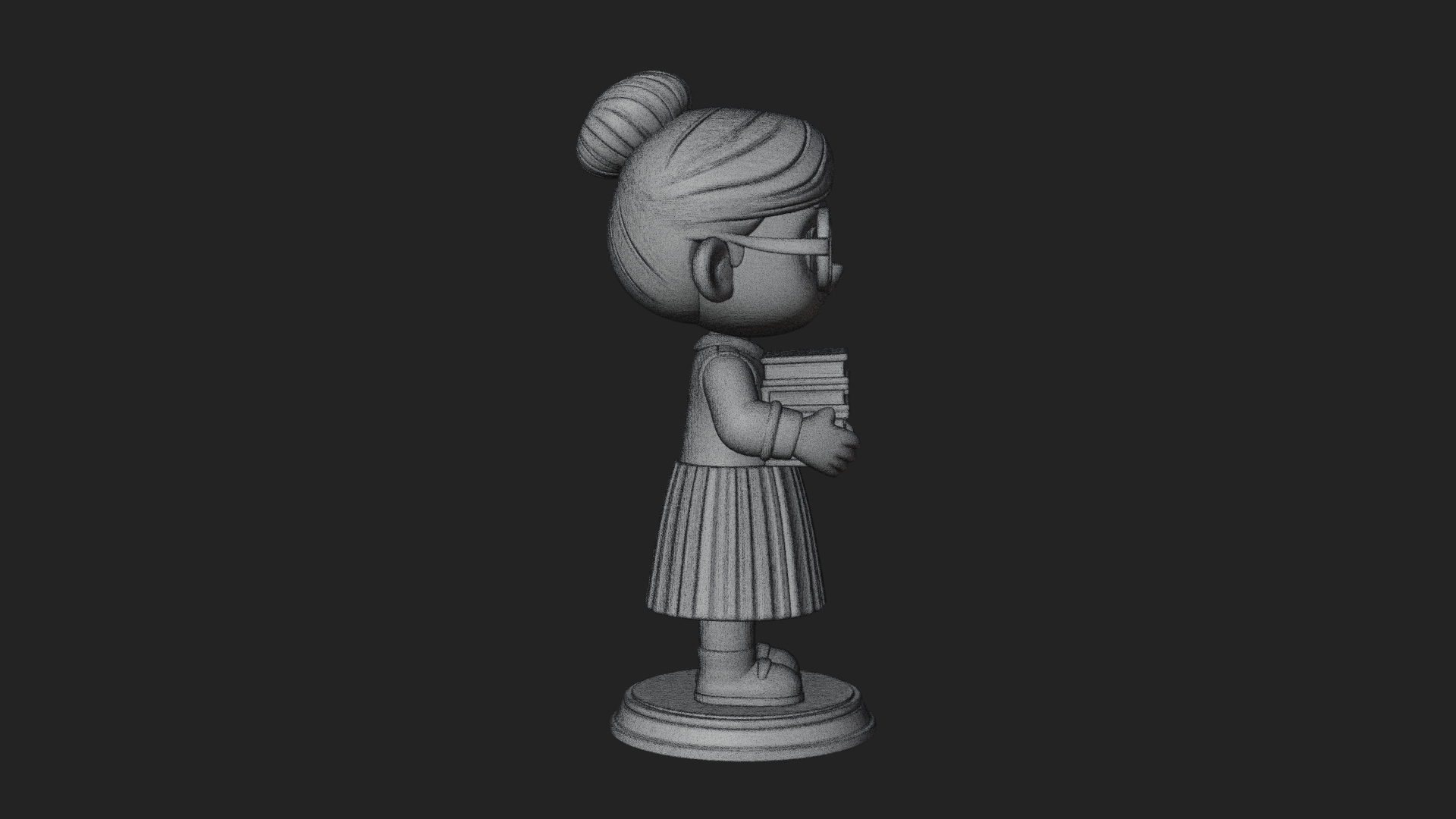 Chibi Librarian Lady Statue Design 2 3D Print Model 3D Model