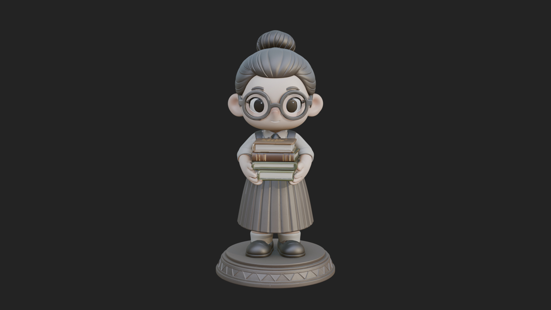 Chibi Librarian Lady Statue Design 3 3D Print Model 3D Model