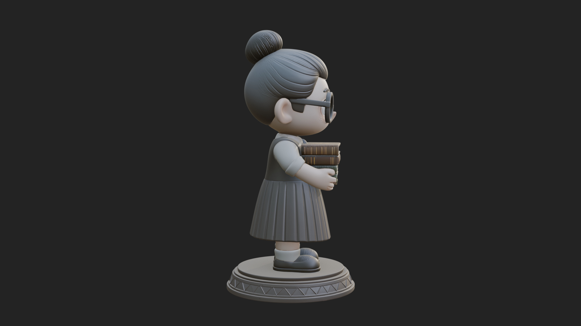 Chibi Librarian Lady Statue Design 3 3D Print Model 3D Model