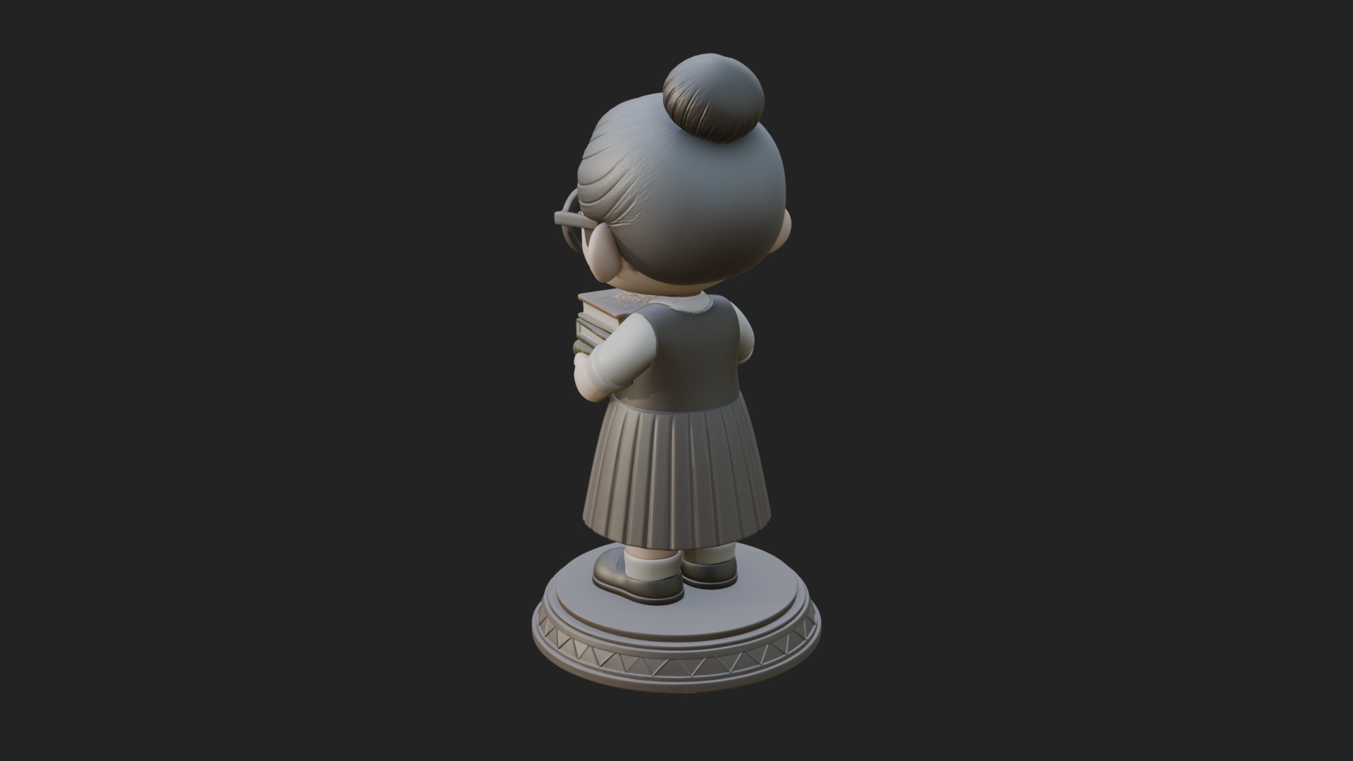 Chibi Librarian Lady Statue Design 3 3D Print Model 3D Model