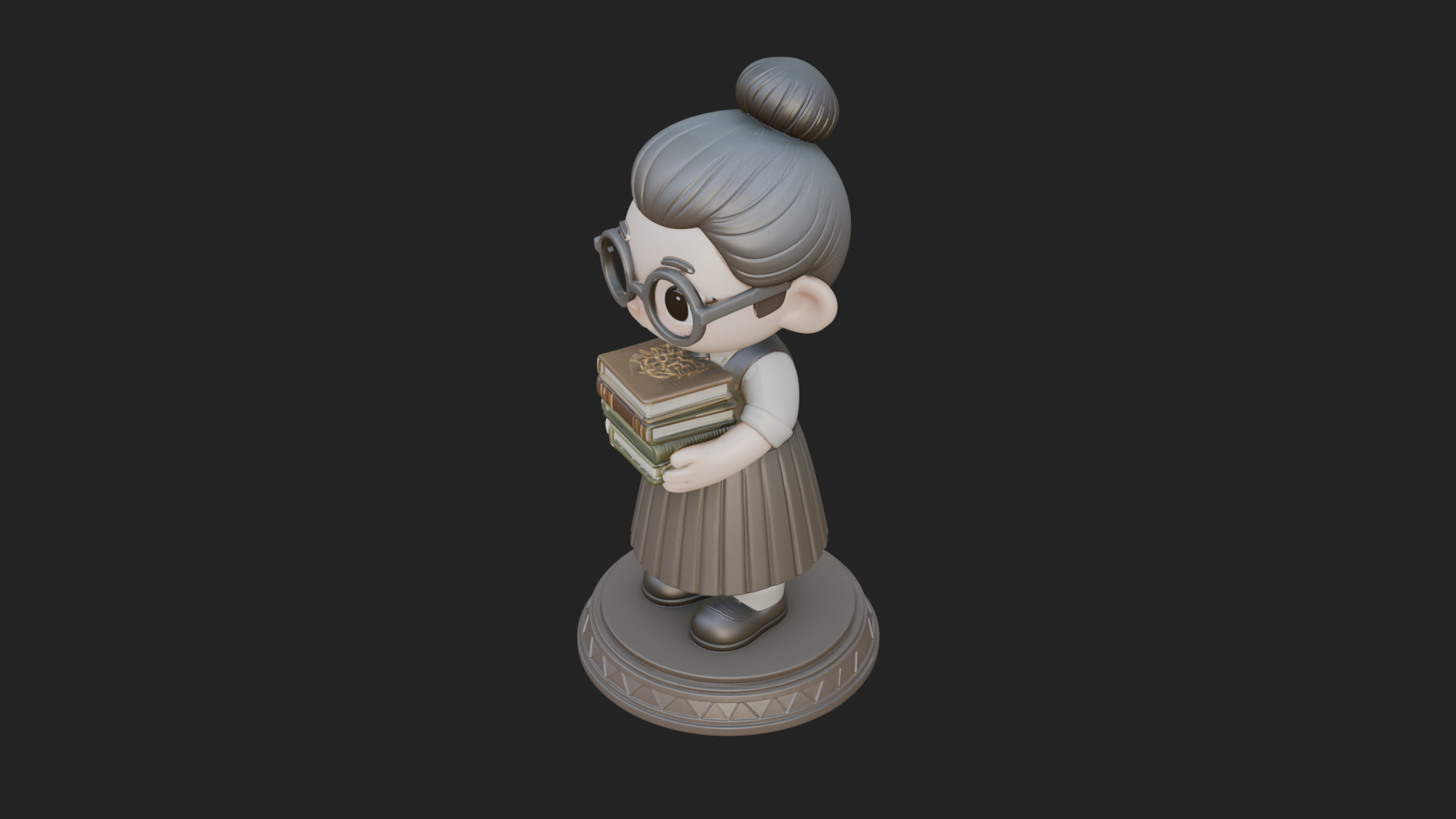 Chibi Librarian Lady Statue Design 3 3D Print Model 3D Model
