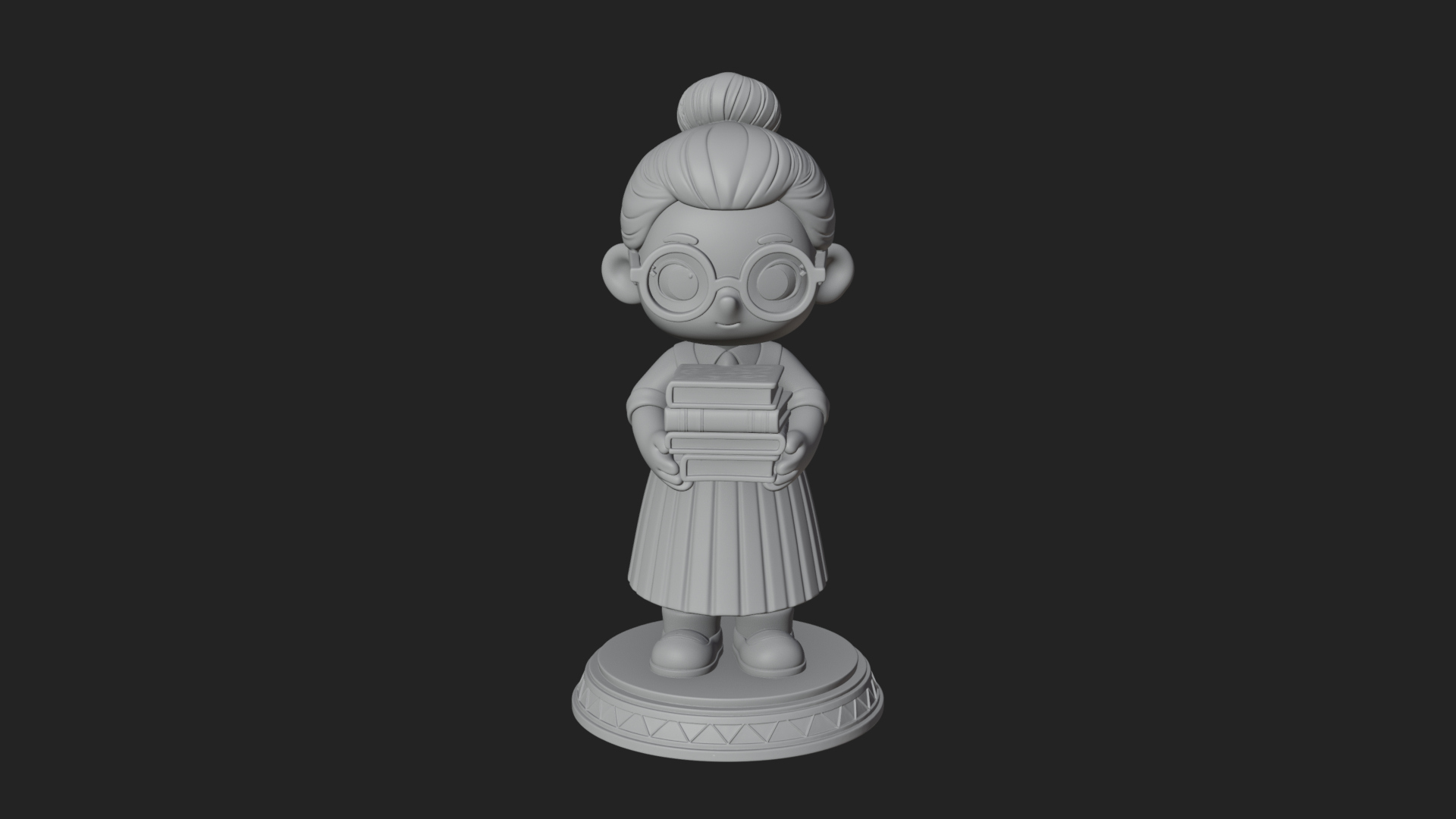 Chibi Librarian Lady Statue Design 3 3D Print Model 3D Model