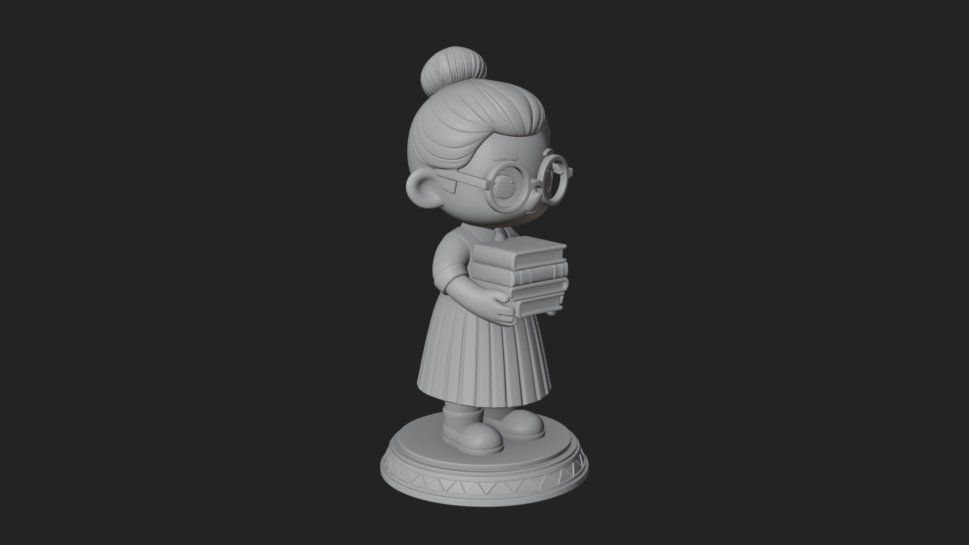 Chibi Librarian Lady Statue Design 3 3D Print Model 3D Model
