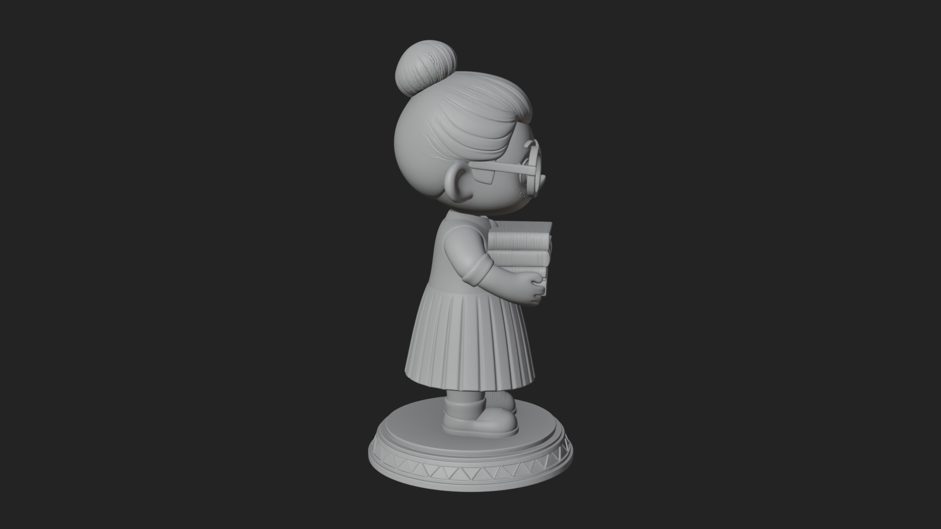 Chibi Librarian Lady Statue Design 3 3D Print Model 3D Model