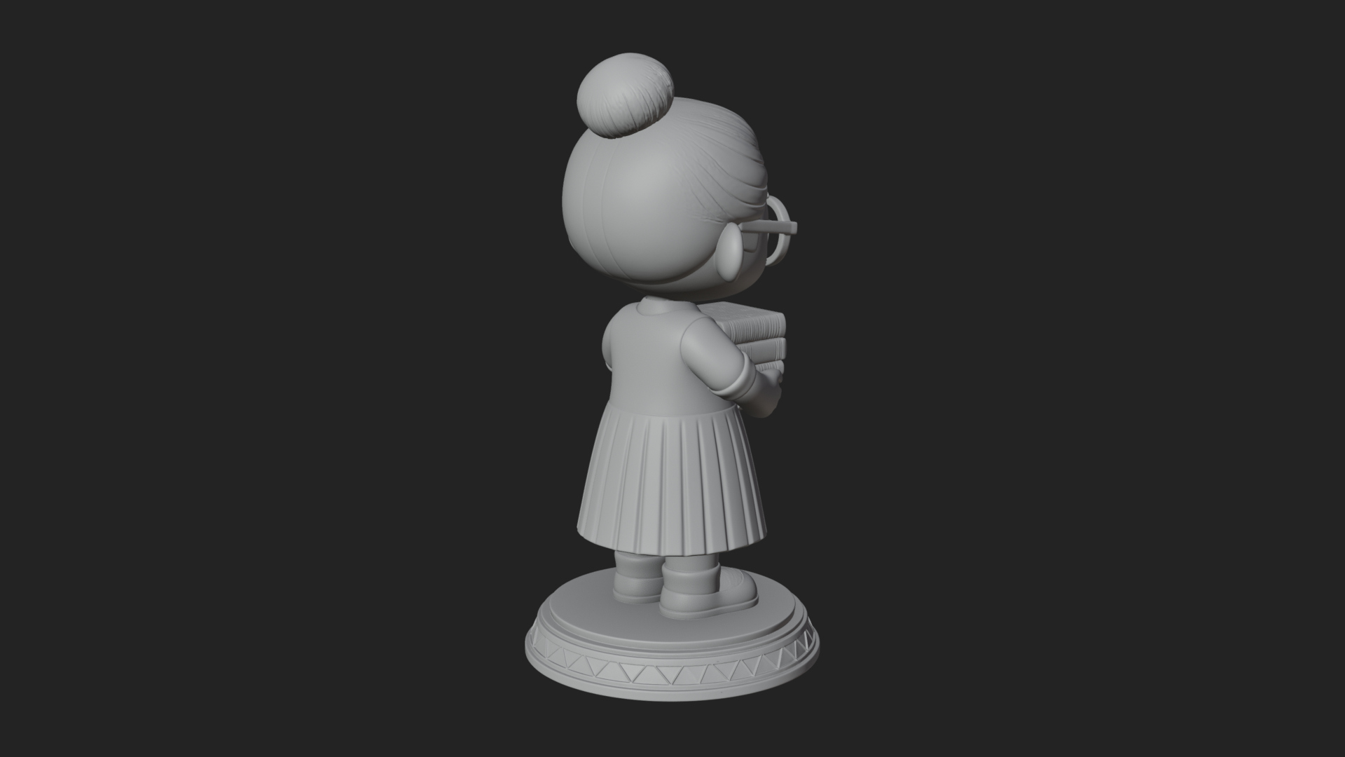 Chibi Librarian Lady Statue Design 3 3D Print Model 3D Model