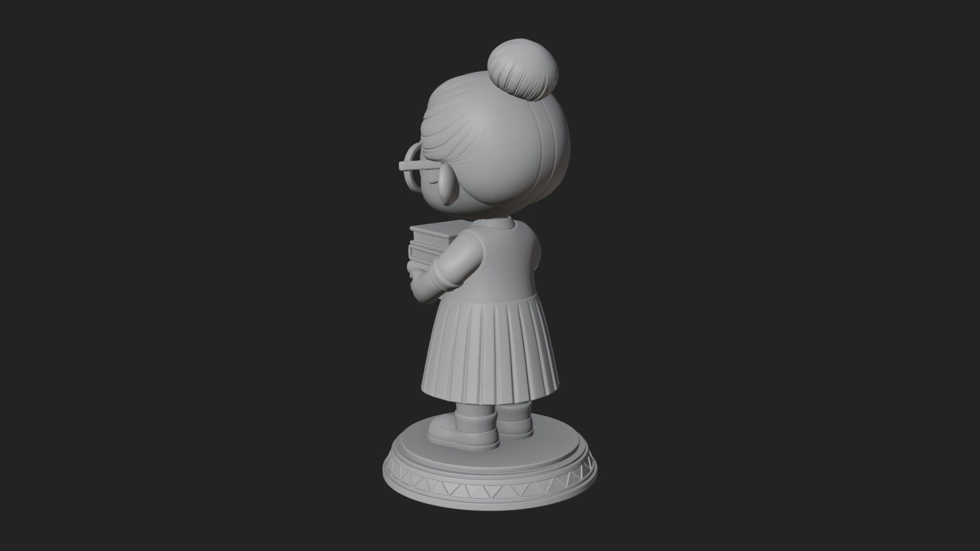 Chibi Librarian Lady Statue Design 3 3D Print Model 3D Model