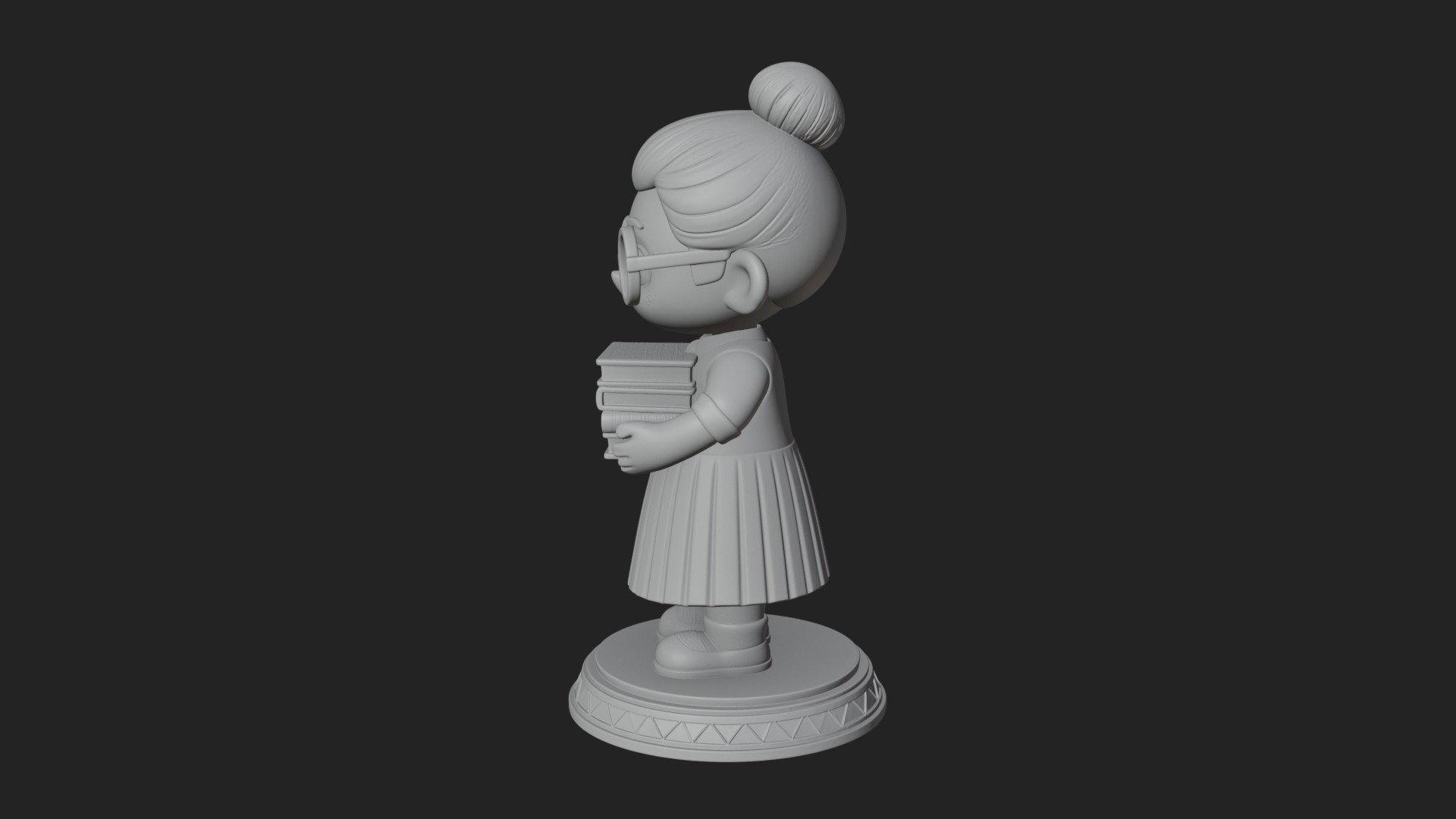 Chibi Librarian Lady Statue Design 3 3D Print Model 3D Model