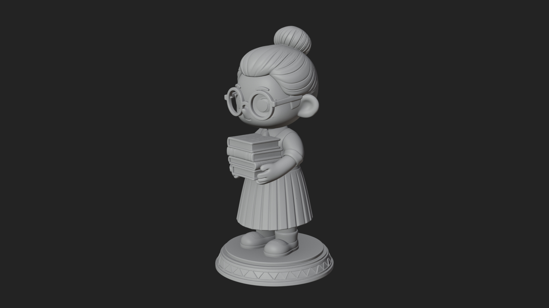 Chibi Librarian Lady Statue Design 3 3D Print Model 3D Model