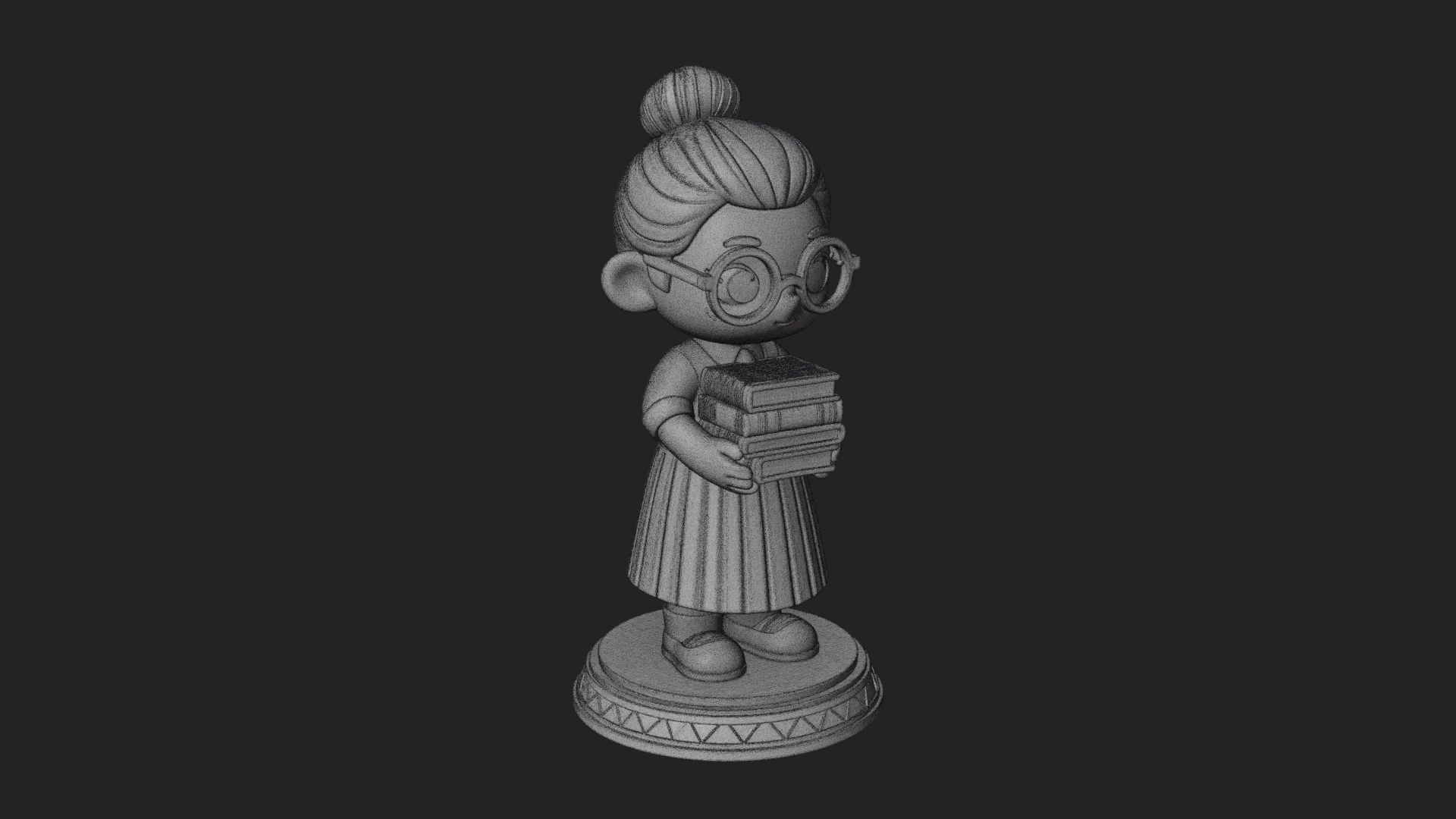 Chibi Librarian Lady Statue Design 3 3D Print Model 3D Model