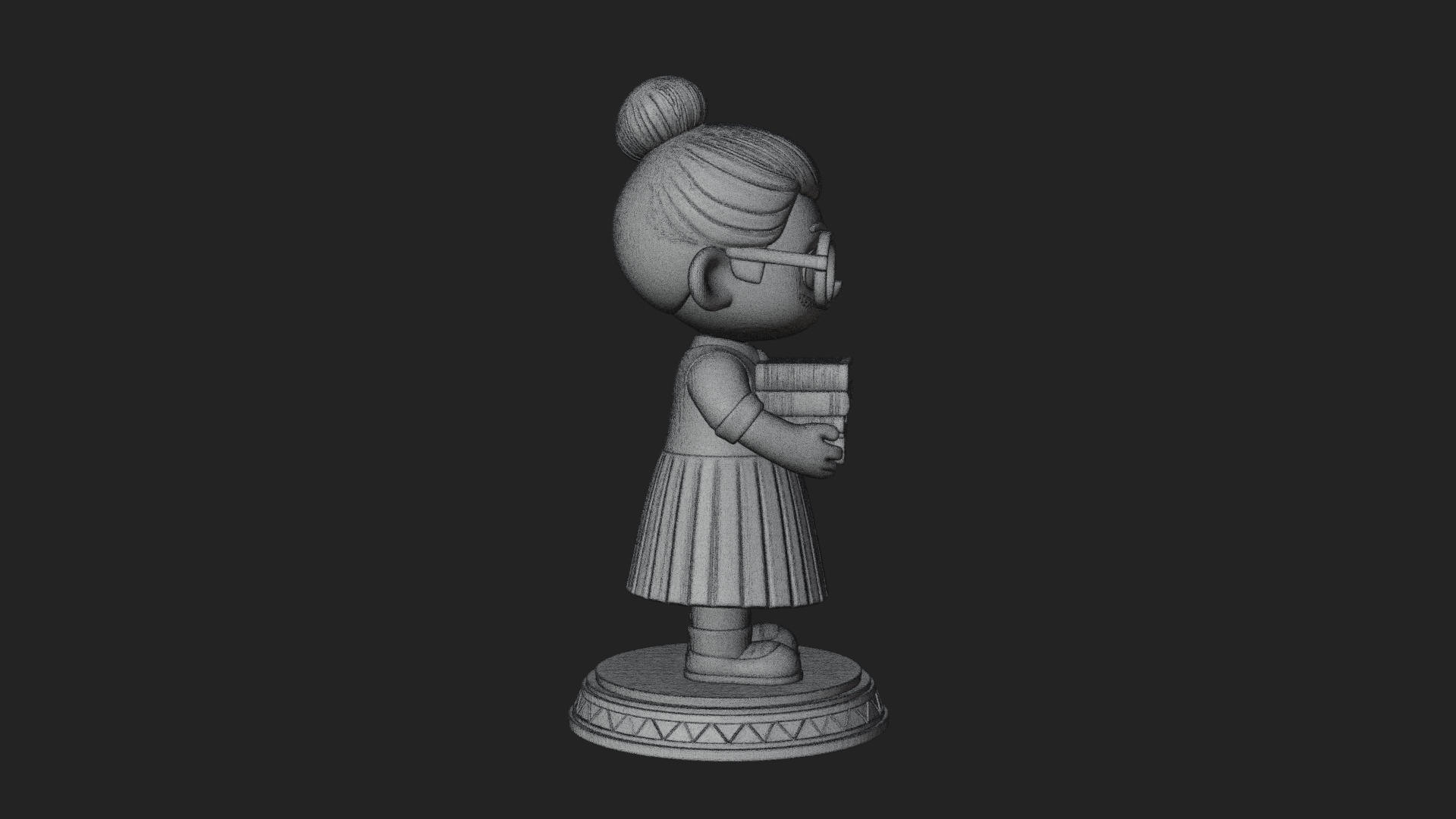 Chibi Librarian Lady Statue Design 3 3D Print Model 3D Model