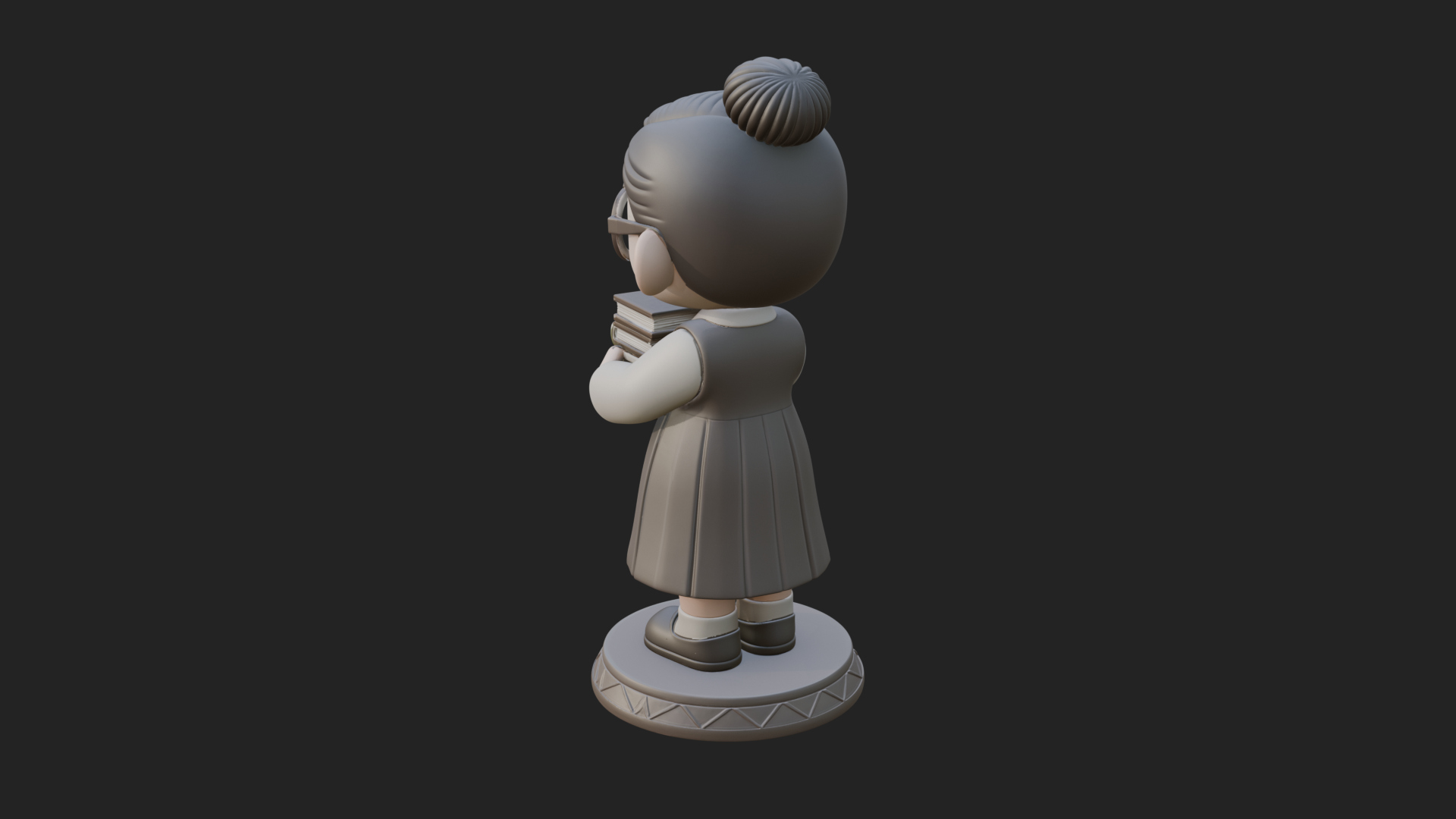 Chibi Librarian Lady Statue Design 4 3D Print Model 3D Model