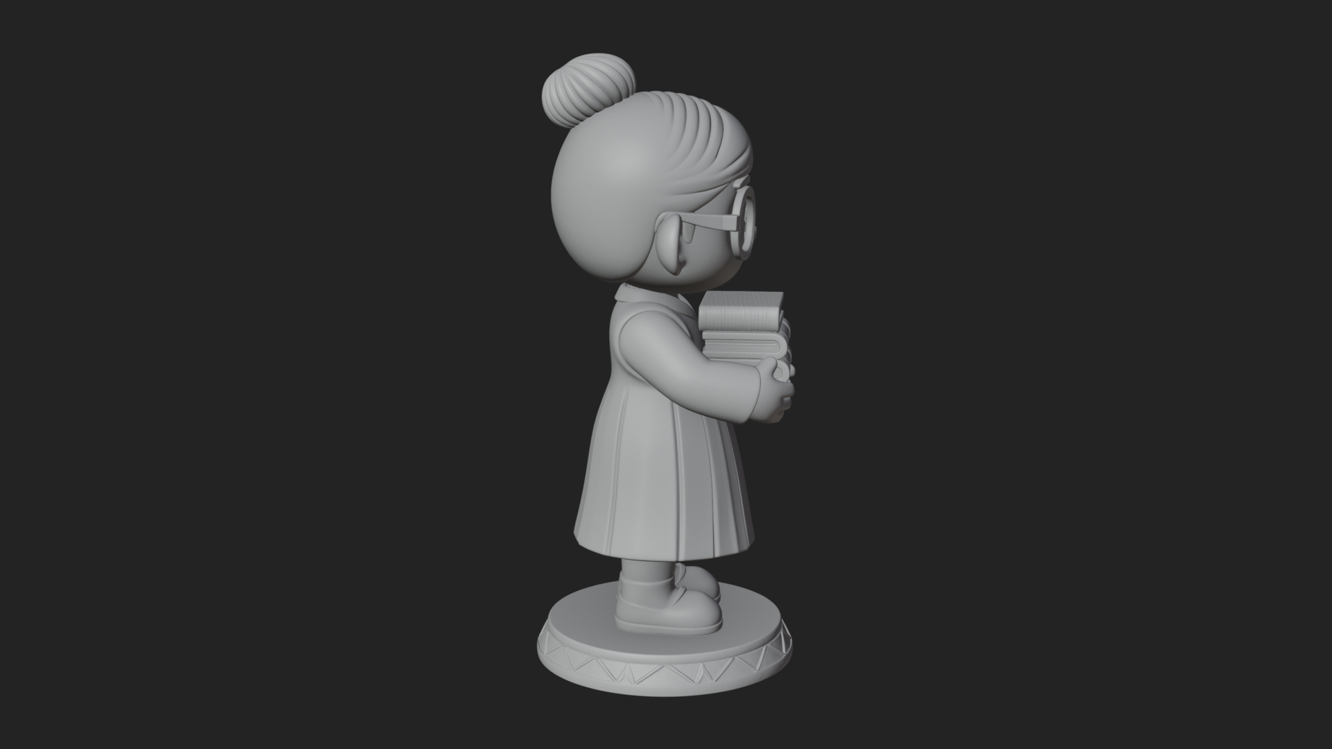 Chibi Librarian Lady Statue Design 4 3D Print Model 3D Model