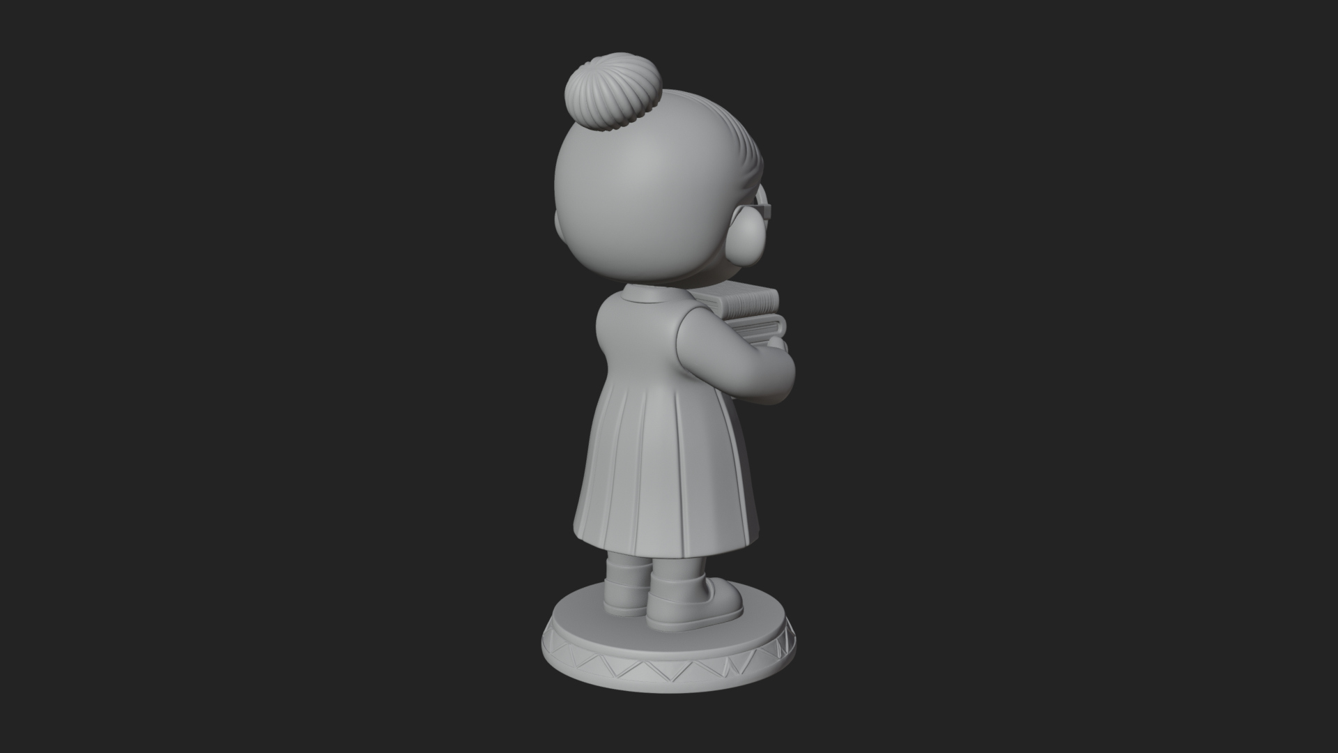 Chibi Librarian Lady Statue Design 4 3D Print Model 3D Model