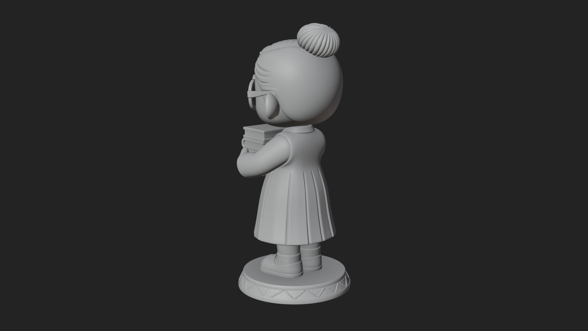 Chibi Librarian Lady Statue Design 4 3D Print Model 3D Model