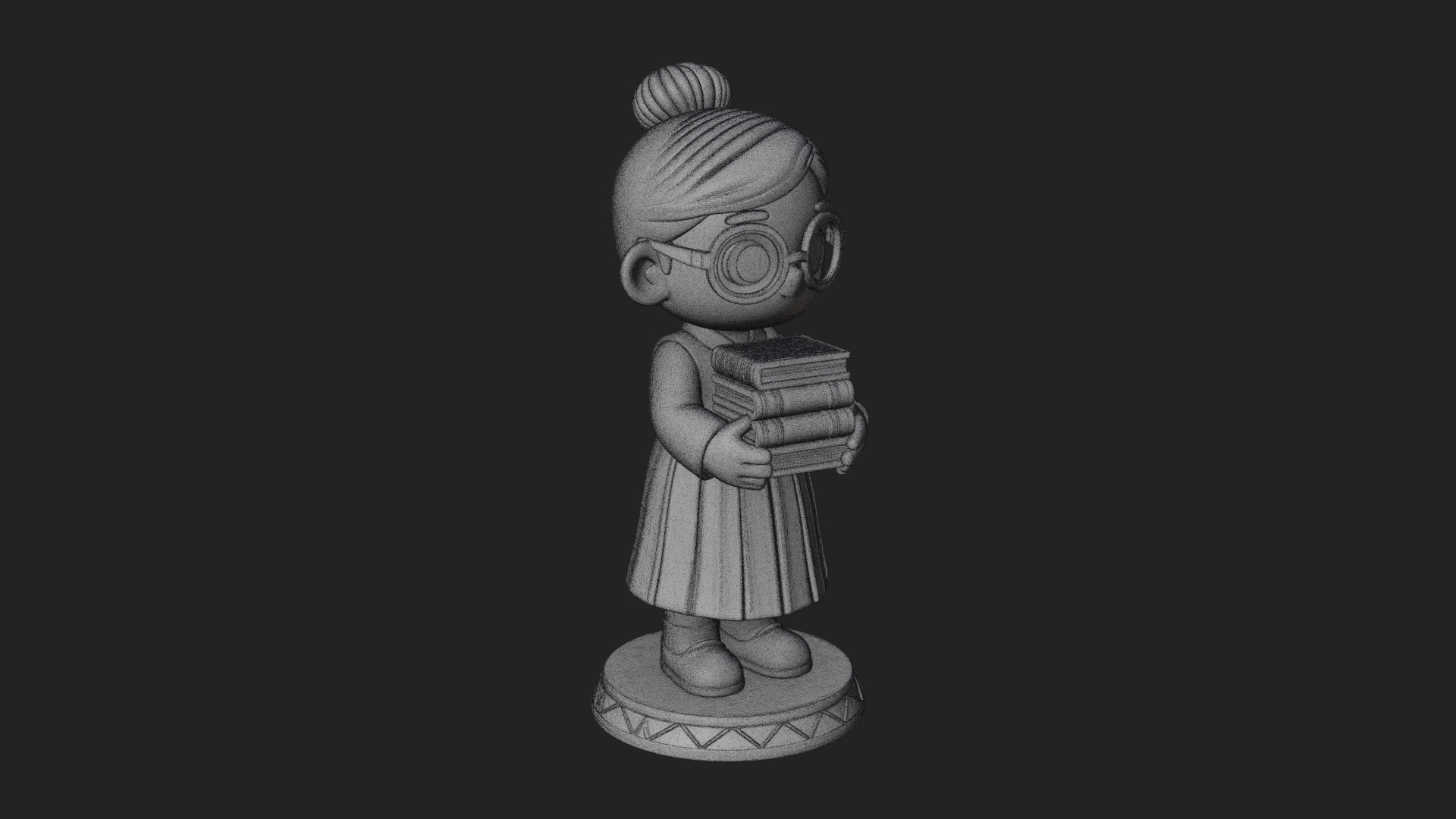 Chibi Librarian Lady Statue Design 4 3D Print Model 3D Model