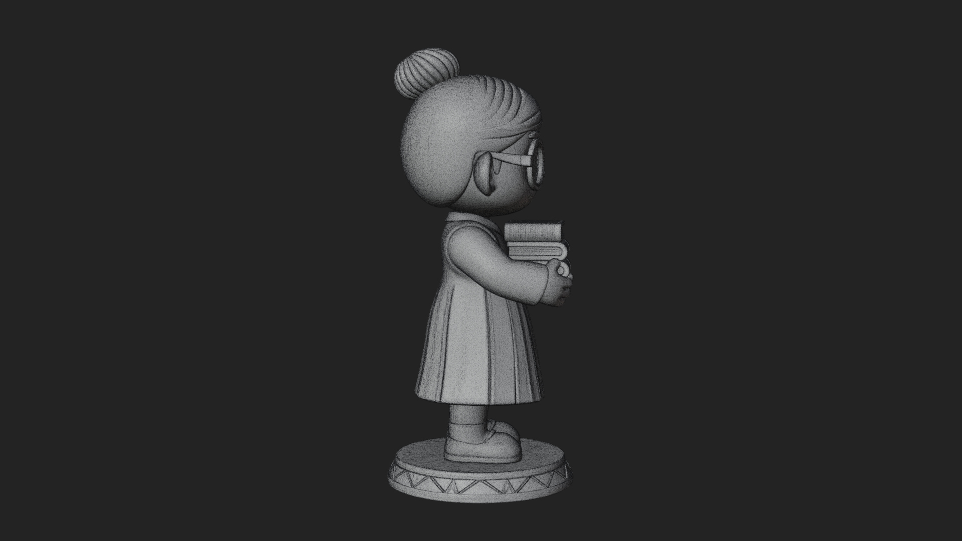 Chibi Librarian Lady Statue Design 4 3D Print Model 3D Model