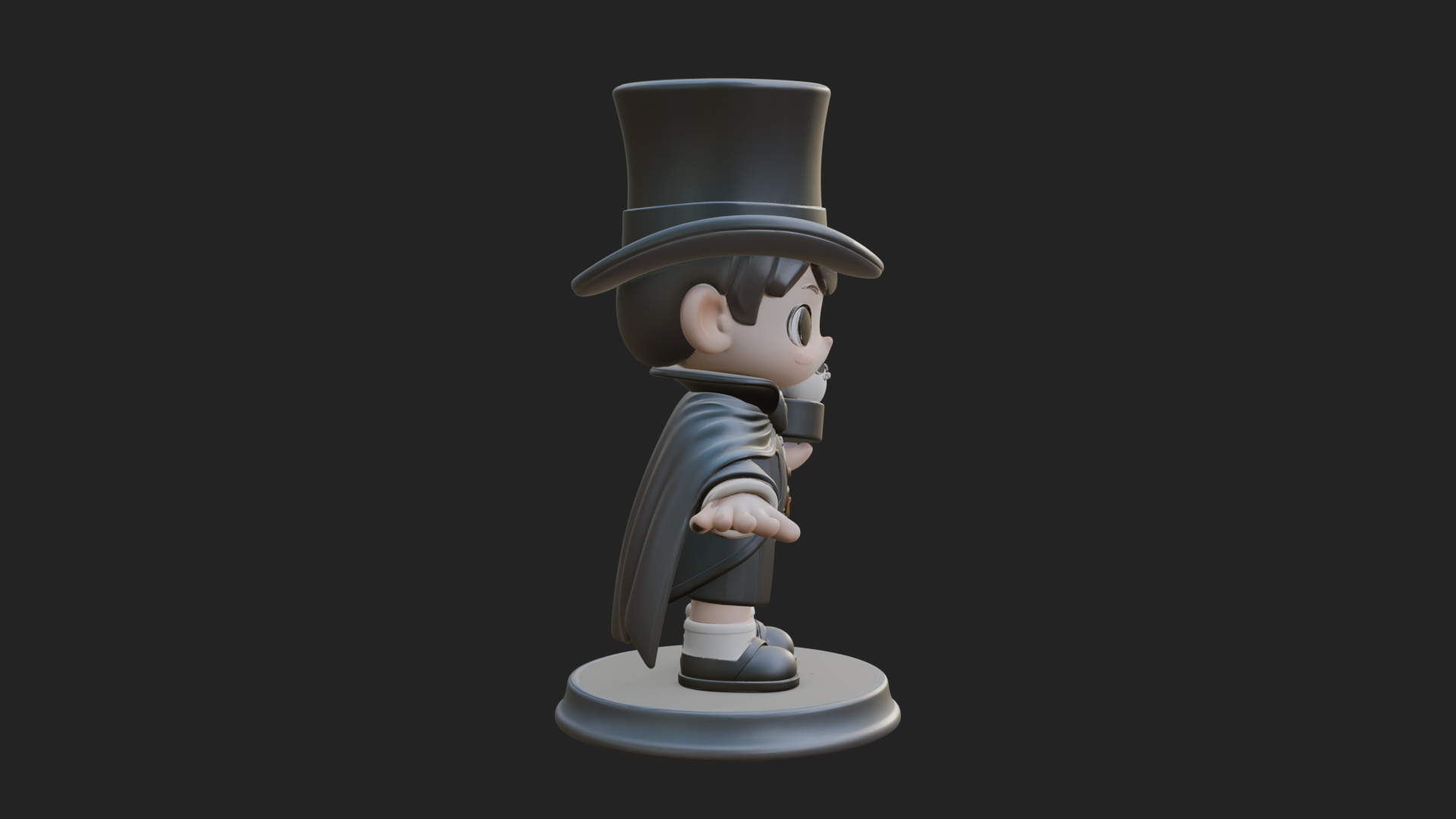 Chibi Magician with Rabbit Statue Design 1 3D Print Model 3D Model