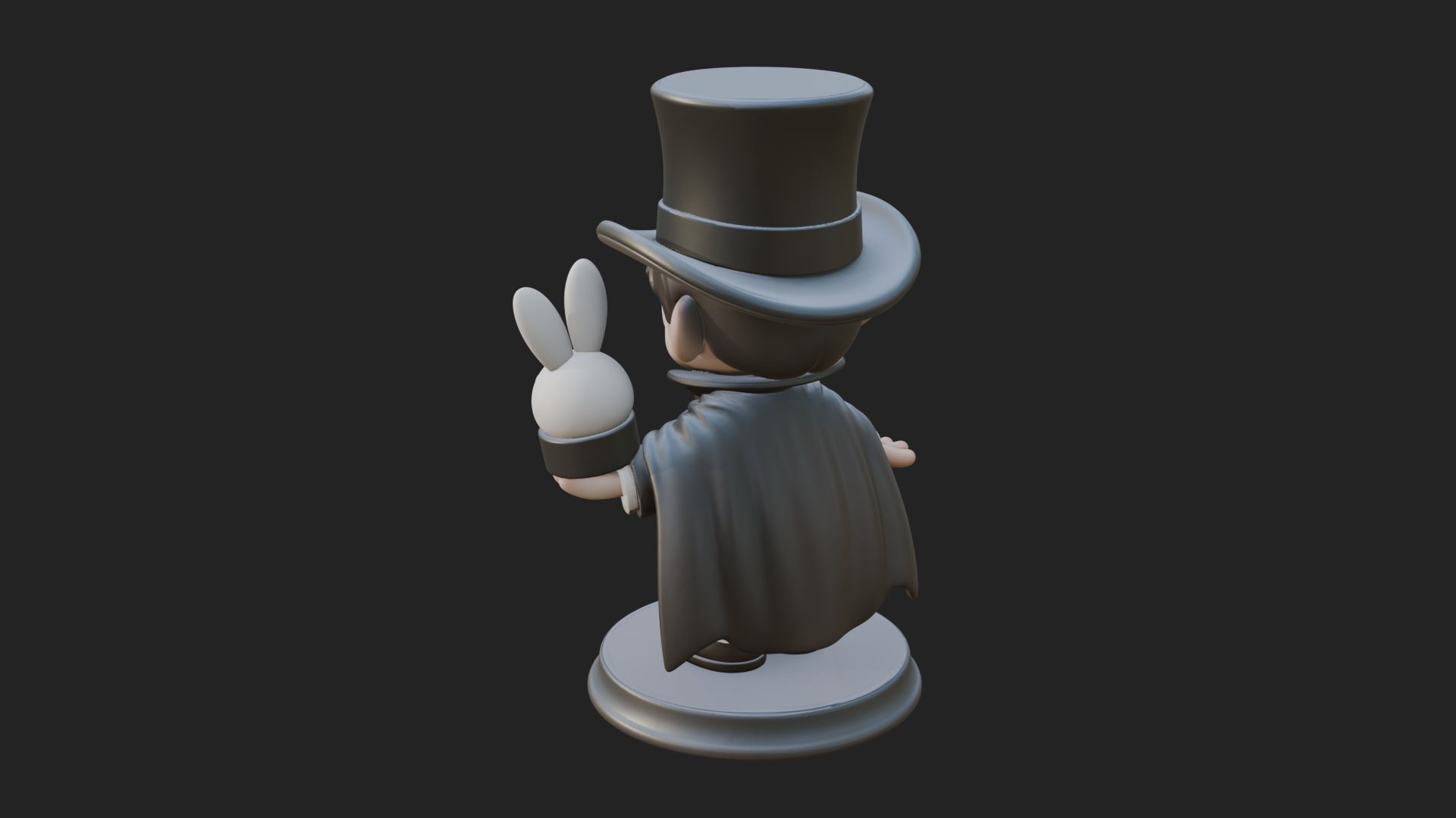 Chibi Magician with Rabbit Statue Design 1 3D Print Model 3D Model