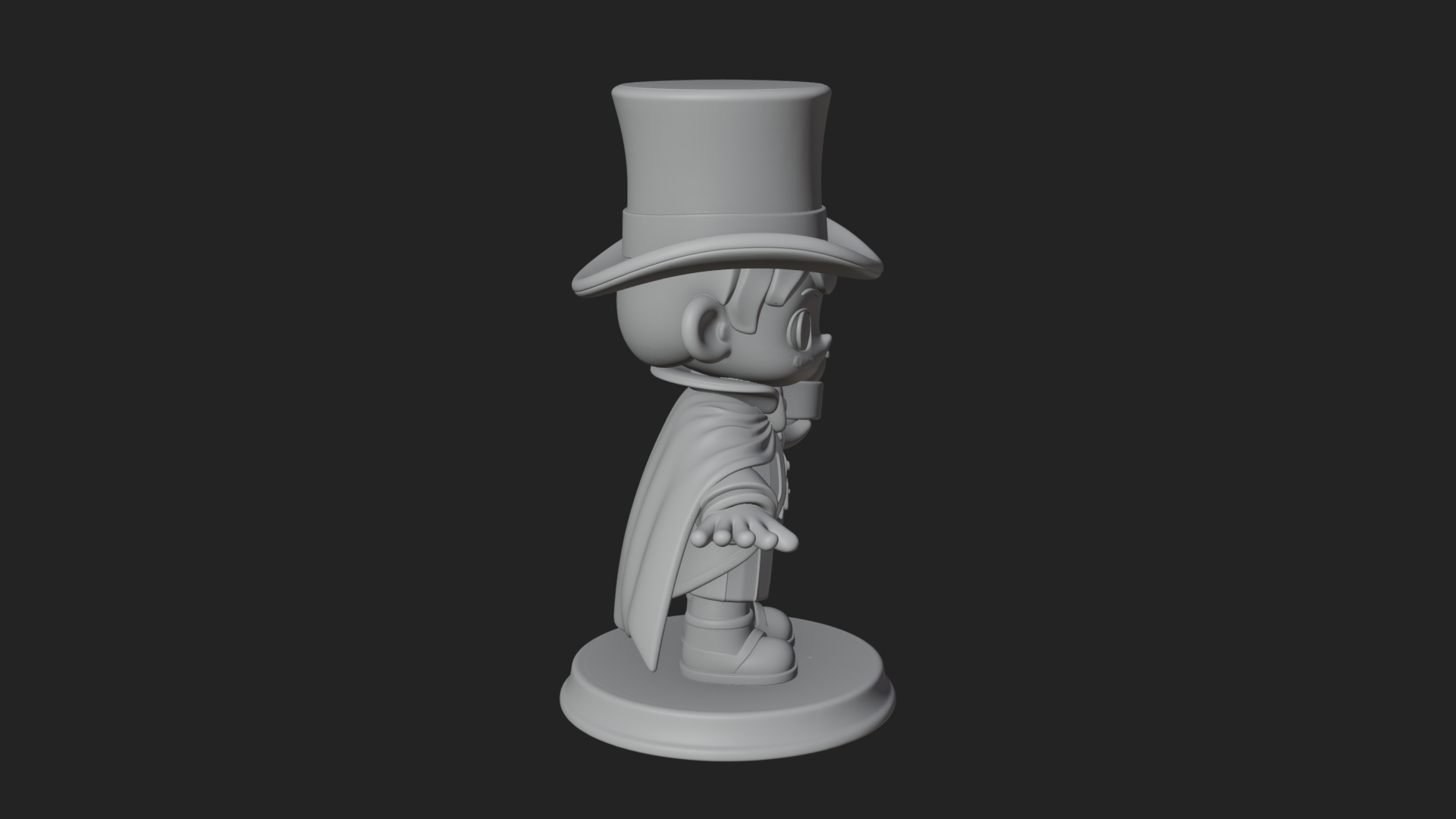 Chibi Magician with Rabbit Statue Design 1 3D Print Model 3D Model