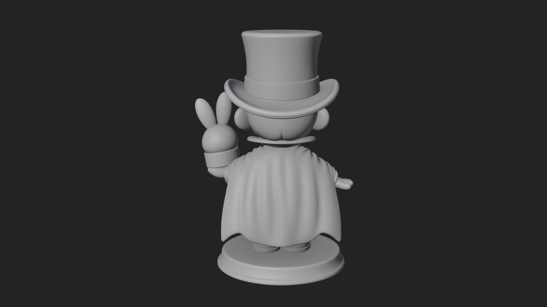 Chibi Magician with Rabbit Statue Design 1 3D Print Model 3D Model