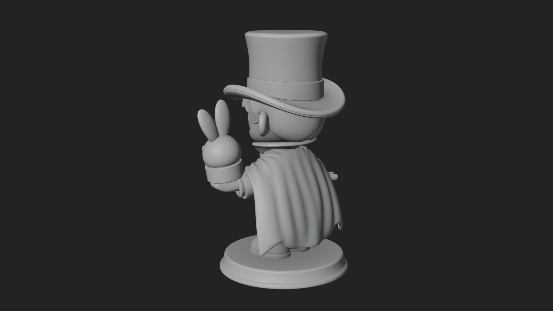 Chibi Magician with Rabbit Statue Design 1 3D Print Model 3D Model