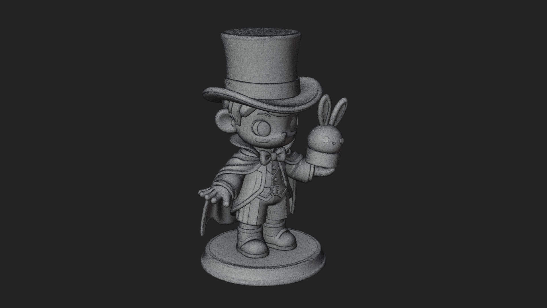 Chibi Magician with Rabbit Statue Design 1 3D Print Model 3D Model
