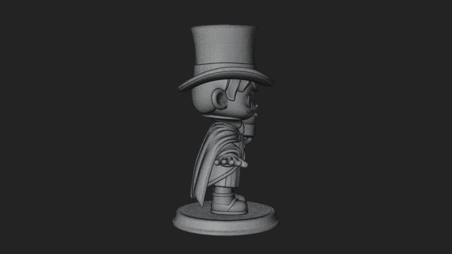 Chibi Magician with Rabbit Statue Design 1 3D Print Model 3D Model