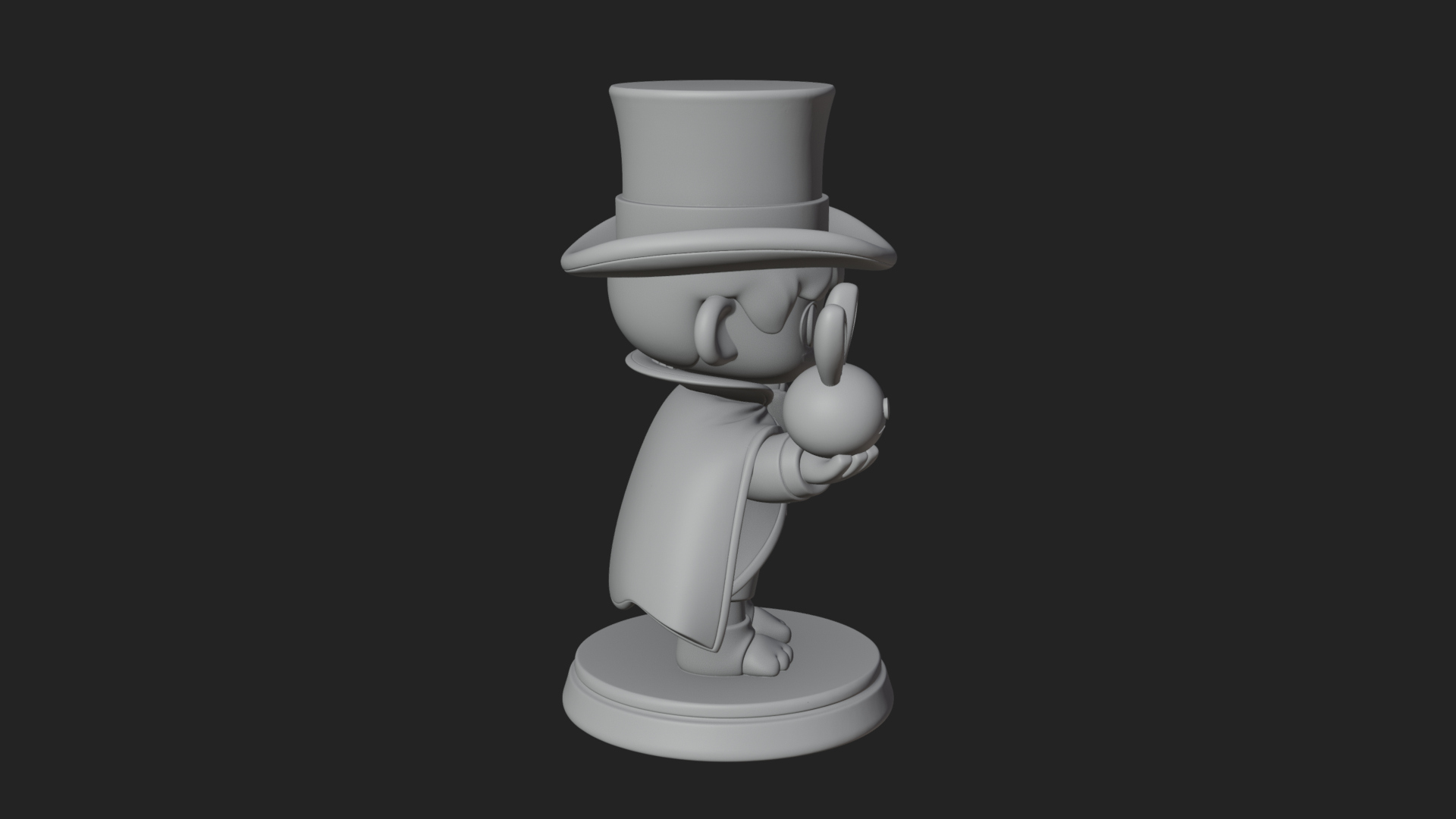 Chibi Magician with Rabbit Statue Design 2 3D Print Model 3D Model