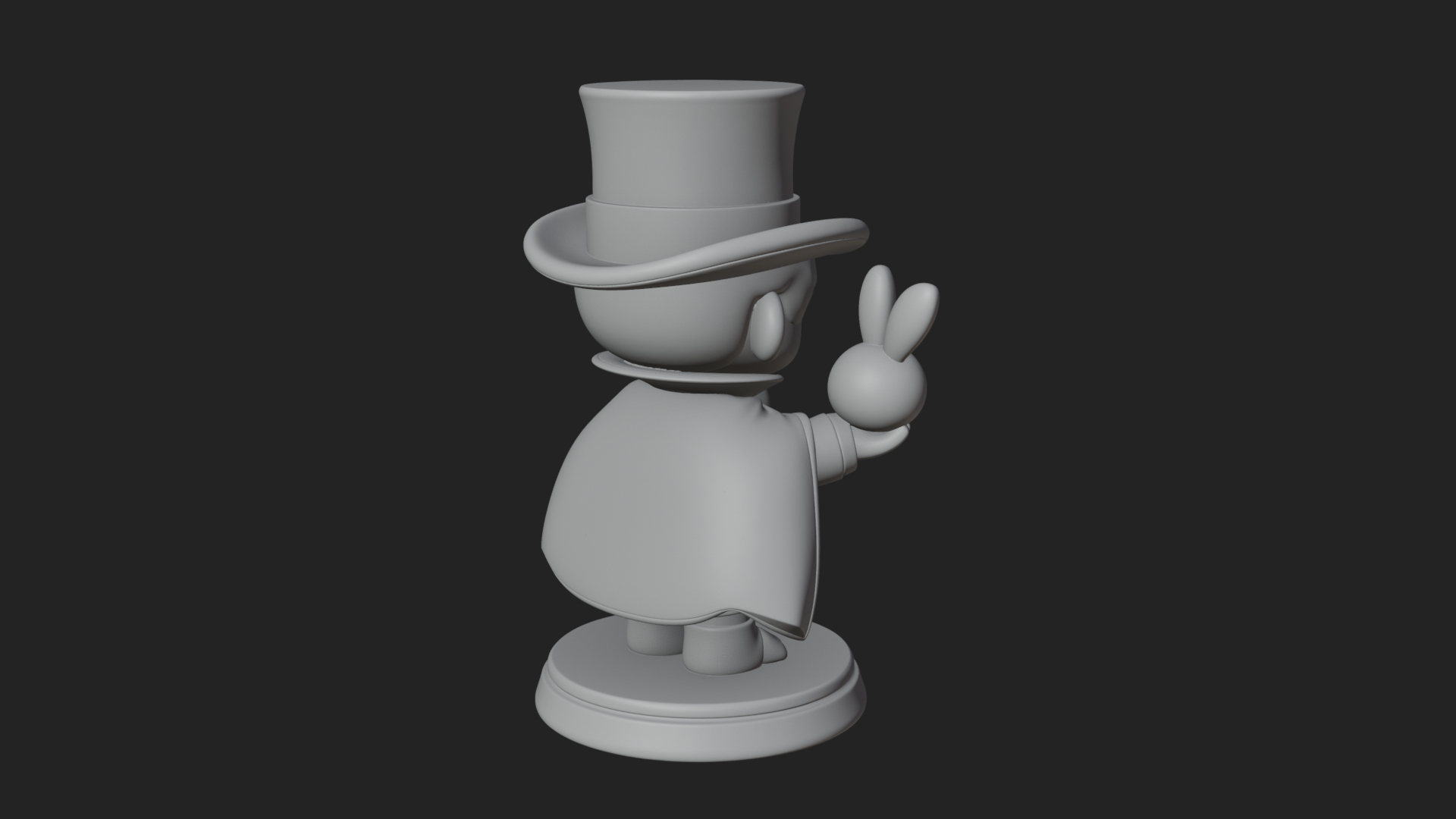Chibi Magician with Rabbit Statue Design 2 3D Print Model 3D Model