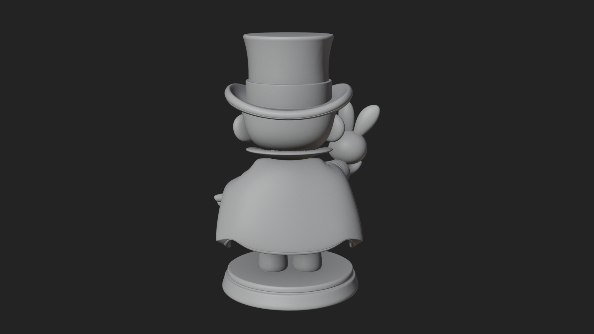 Chibi Magician with Rabbit Statue Design 2 3D Print Model 3D Model