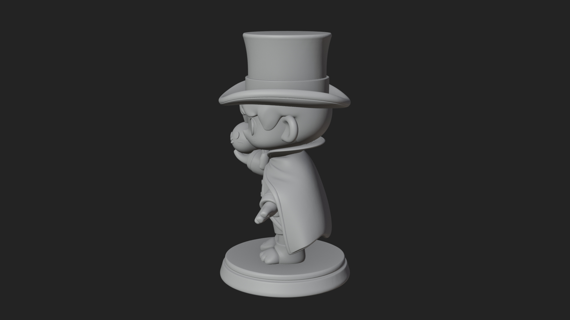 Chibi Magician with Rabbit Statue Design 2 3D Print Model 3D Model