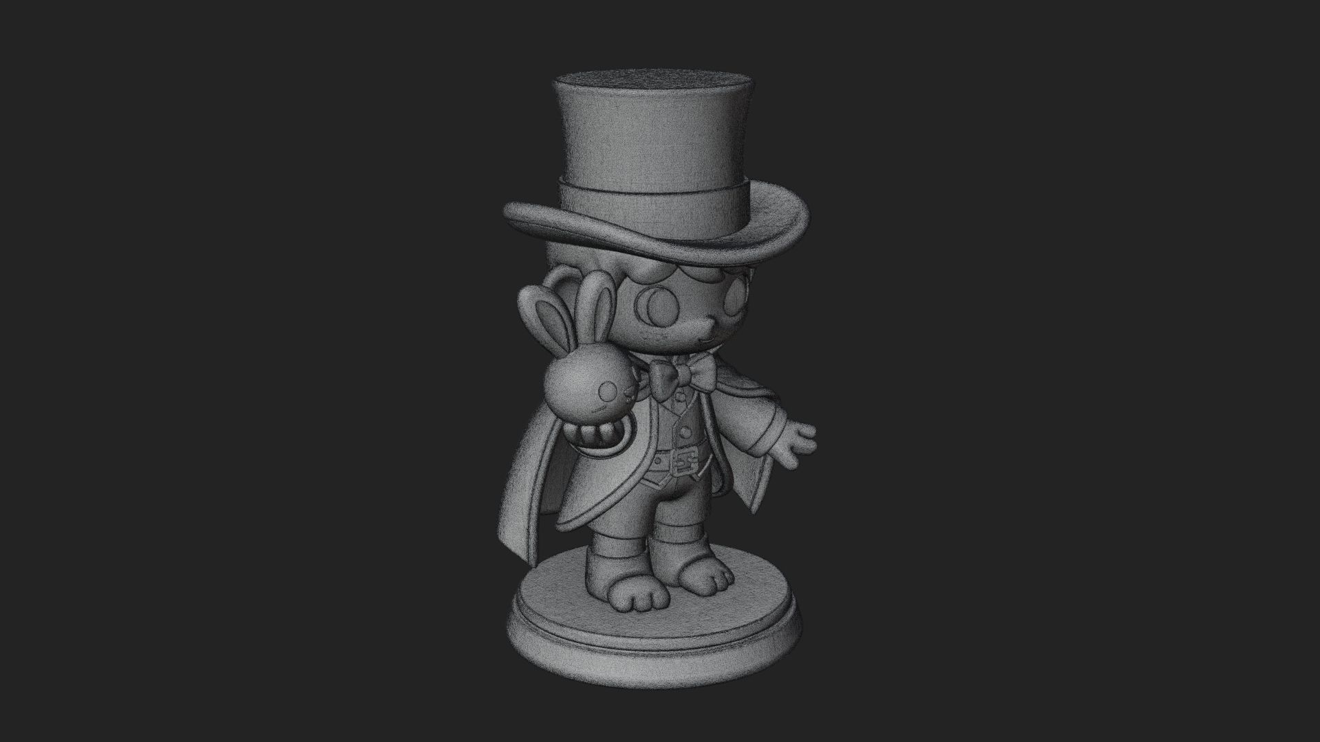 Chibi Magician with Rabbit Statue Design 2 3D Print Model 3D Model