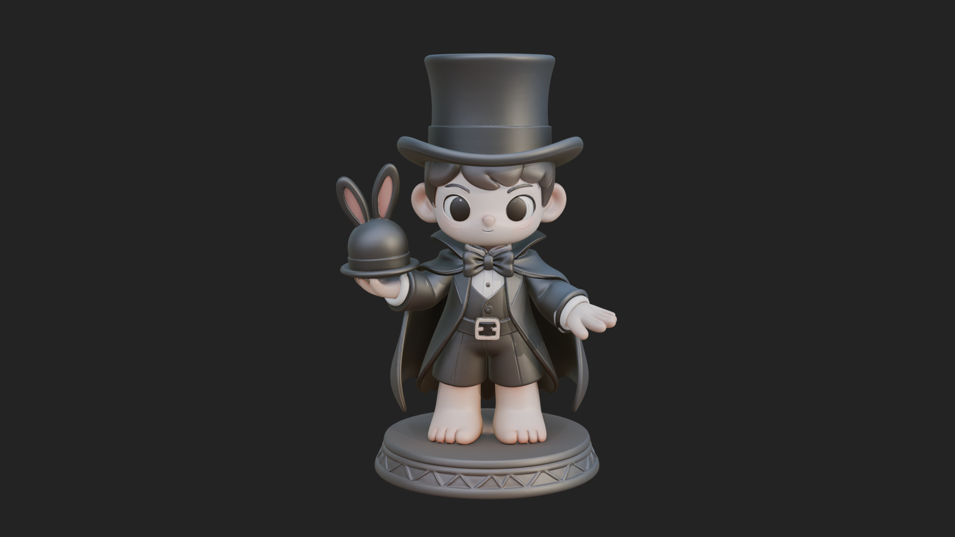 Chibi Magician with Rabbit Statue Design 3 3D Print Model 3D Model