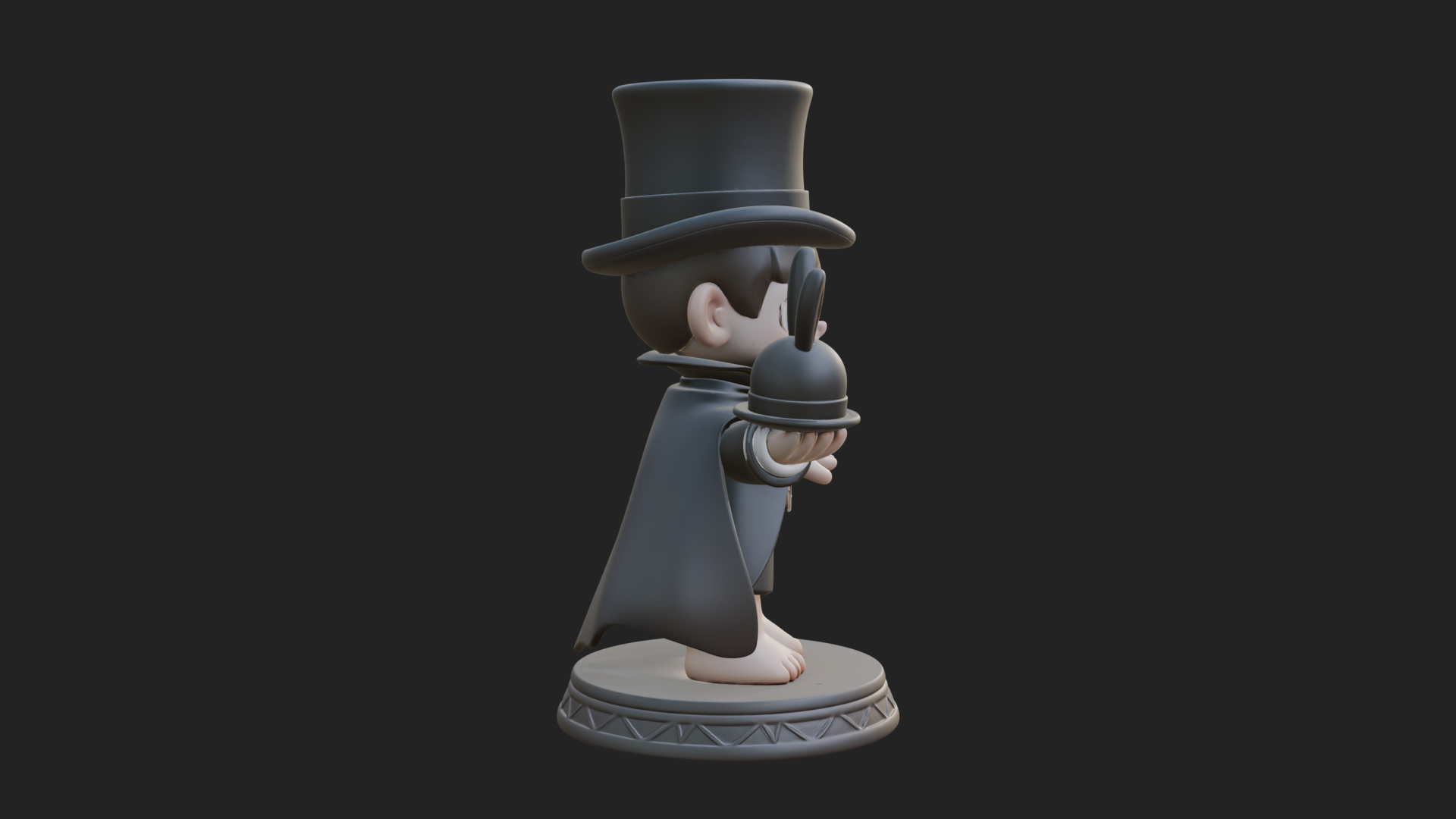Chibi Magician with Rabbit Statue Design 3 3D Print Model 3D Model